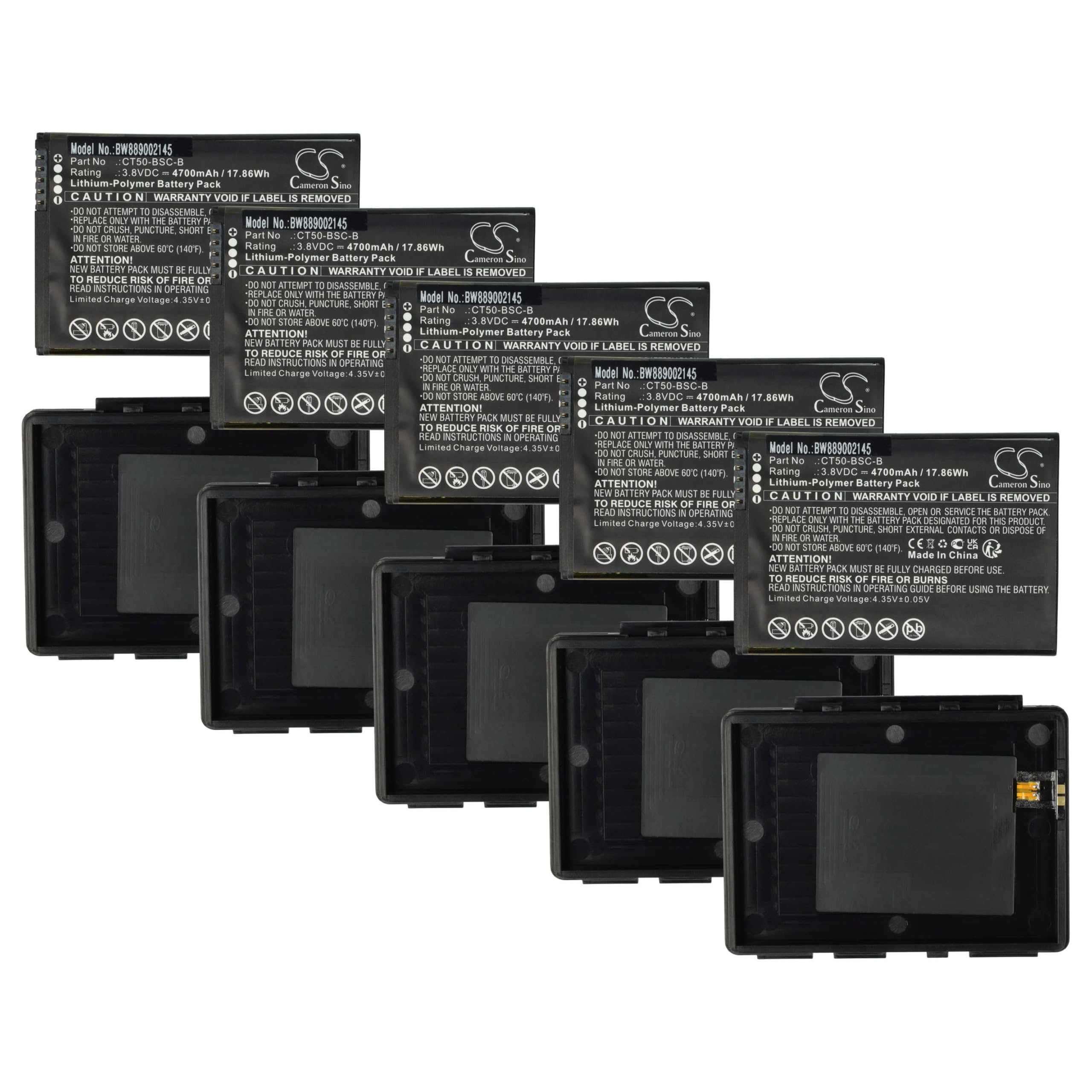 vhbw 5X Bateria zamienna do Honeywell CT50-BSC-B, 318-055-018 do mobilnego skanera PDA (4700mAh, 3,8V, litowo-polimerowy)