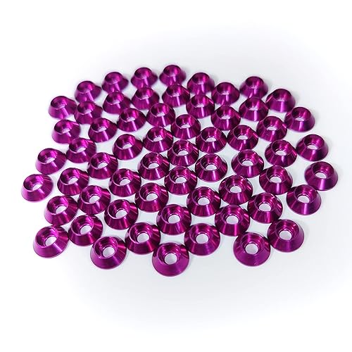 Miniatura 10 de 60 piezas Arandelas de avellanado de copa de cono M3, aleación de aluminio anodizado, juntas de arandelas de cabeza, cuña de taza para tornillo