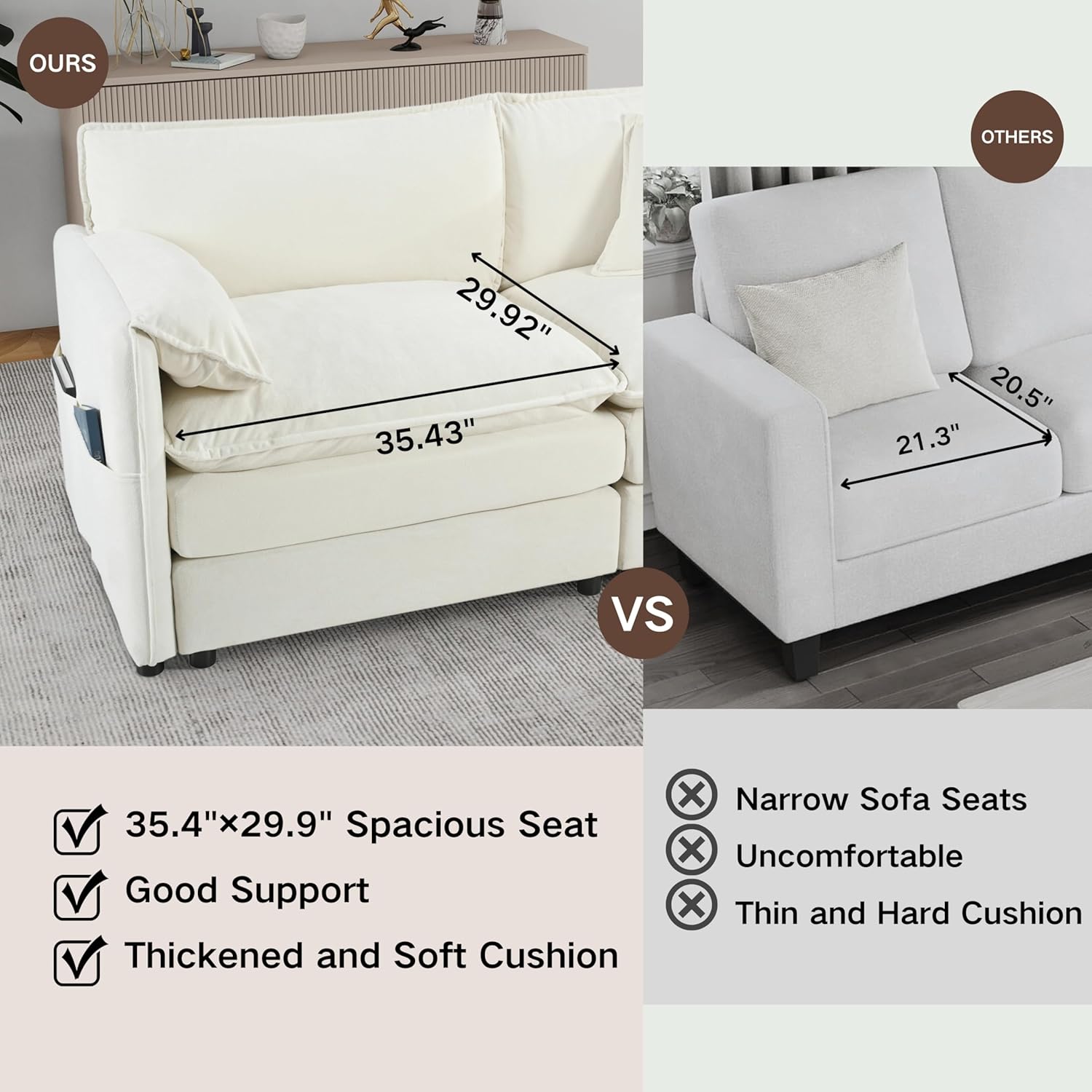 41.73" Oversized Sofa Chair, Chenille Upholstered Armchair with 1 Toss Pillow, Deep Seat Reading Sofa for Bedroom Apartment, Single Lounge Accent Chair for Living Room, Office (Beige)