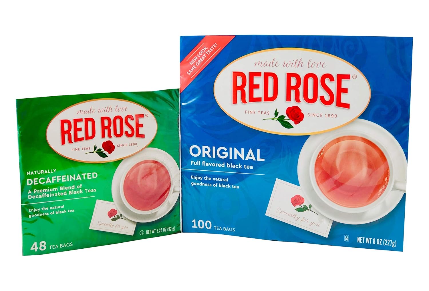 Red Rose Naturally Decaffeinated Tea 48-Count + ﻿Original Black Tea 100-Count