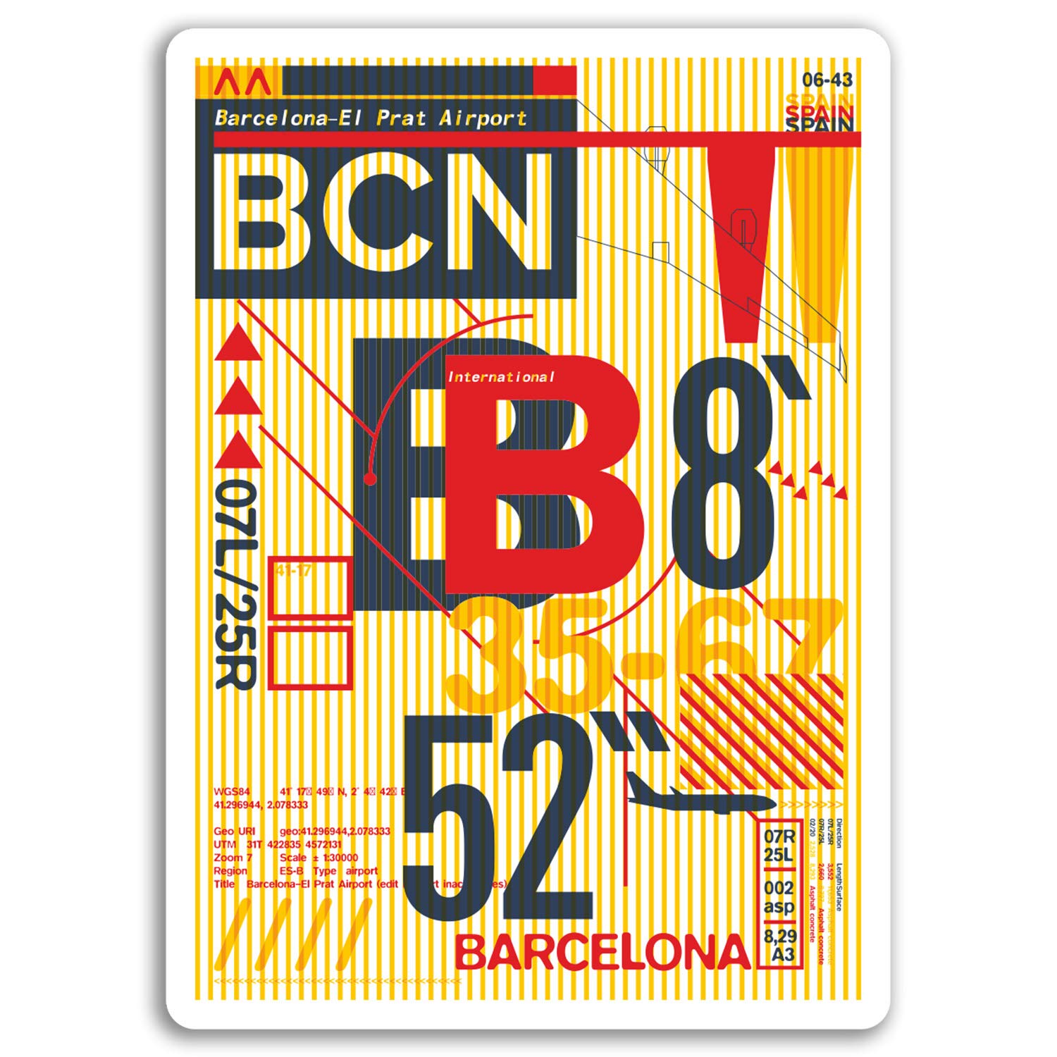 Destinationvinyl Multi 2 X 10Cm Barcelona Airport Vinyl Stickers - Spain Sticker Laptop Luggage #17126 (10Cm Tall)