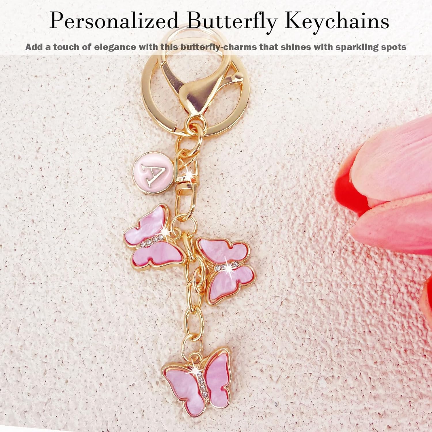 Bag Charms for Handbags- Cute Keychains for Women Car Keys Chain Accessories Beautiful Butterfly Letter Initial Charm - Image 5