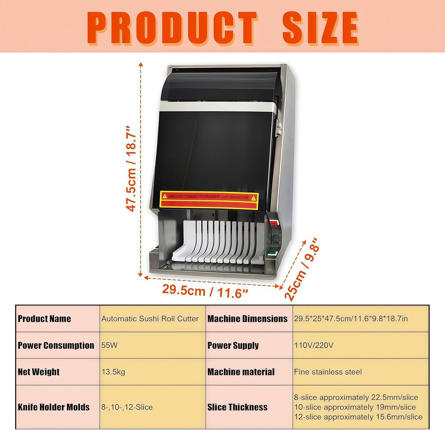 DIY Sushi Making Machine, Multi-Function Sushi Maker with Sharp Blade, with Sharp and wear-Resistant Stainless Steel Blade, Sushi Mold, Smooth Incision, for Buffet Restaurant/Banquet 10pieces