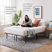 Vista 3 de Linenspa Folding Metal Platform Bed Frame - No Box Spring Needed - Underbed Storage - Simple Toolless Assembly - Mattress Foundation - 14" High