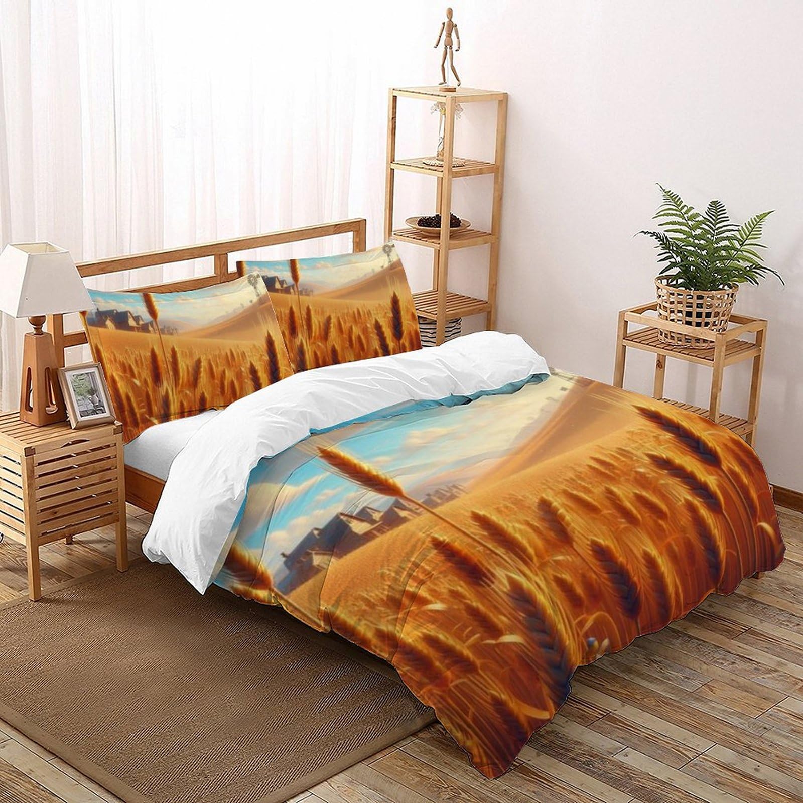 Housse de couette double 200x200cm en microfibre imprimée avec ses taies