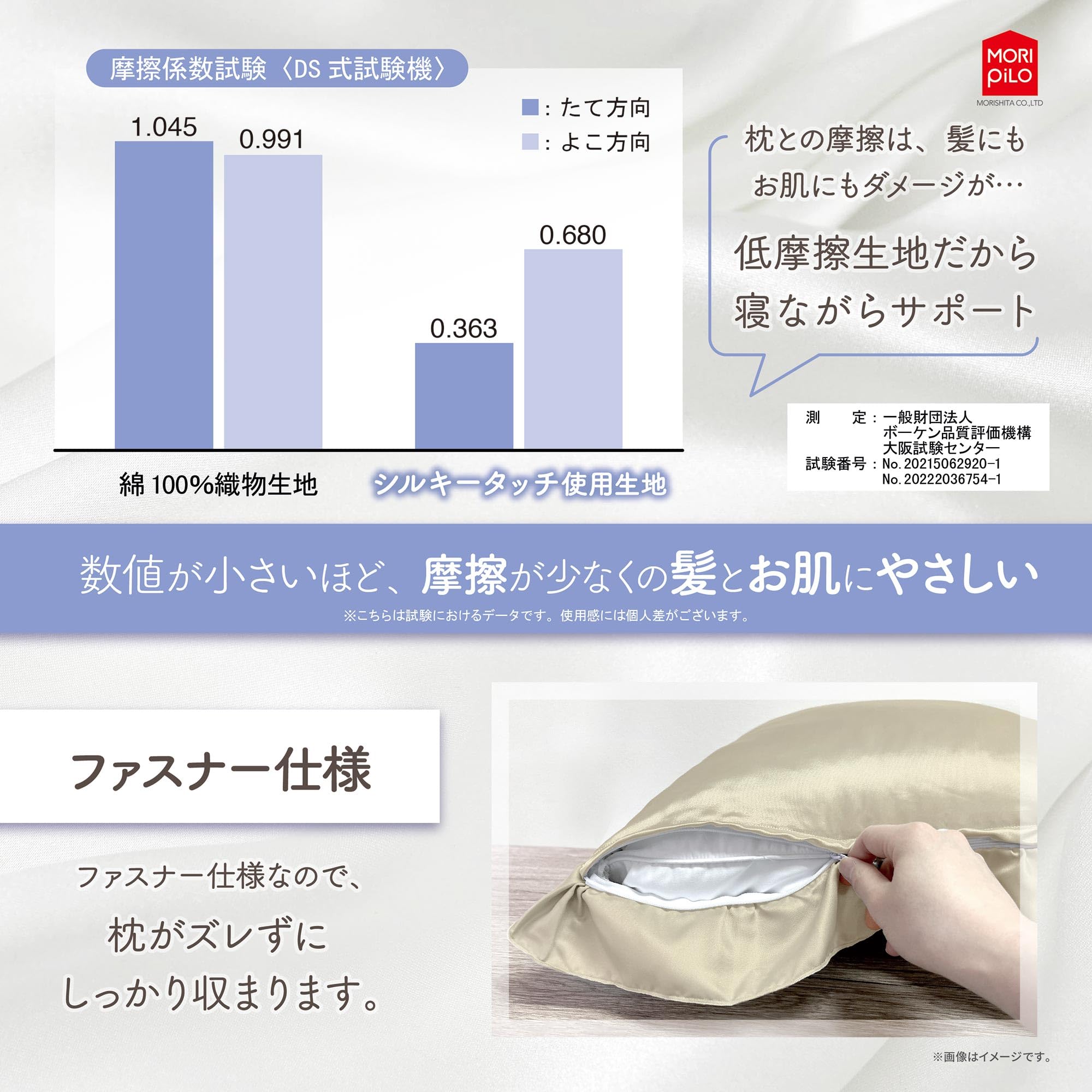 Amazon｜MORIPiLO シルク枕カバー 髪に優しい トリプル保湿 (シルキー