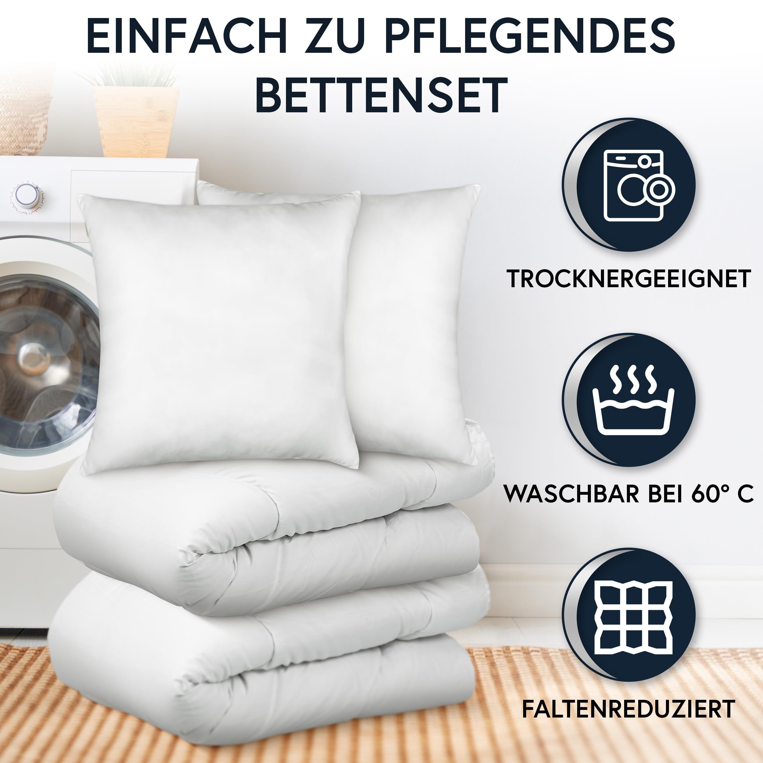 Moon 2er Pack Bettenset Ganzjahresdecke Steppbettdecke 135 x 200 cm Set inkl. Kopfkissen 80 x 80 cm 100% Polyester