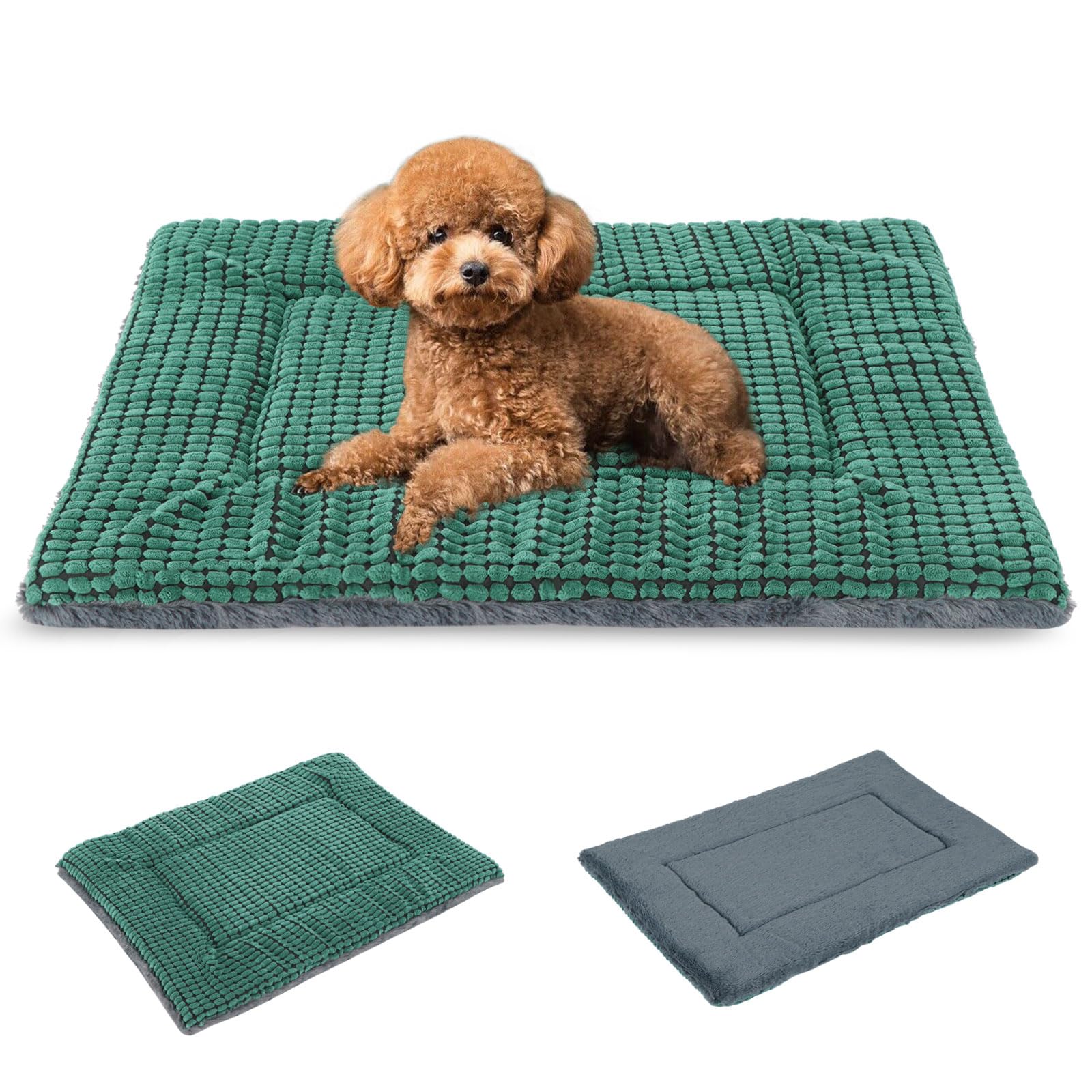 BVAGSS Cuscino per Cane Reversibile, Ultra Morbido Materassino Lavabile, Ortopedico Letto per cani Cuscino Cane Memory Foam Suave y Cálido XH079 (60x45x4cm,Green)