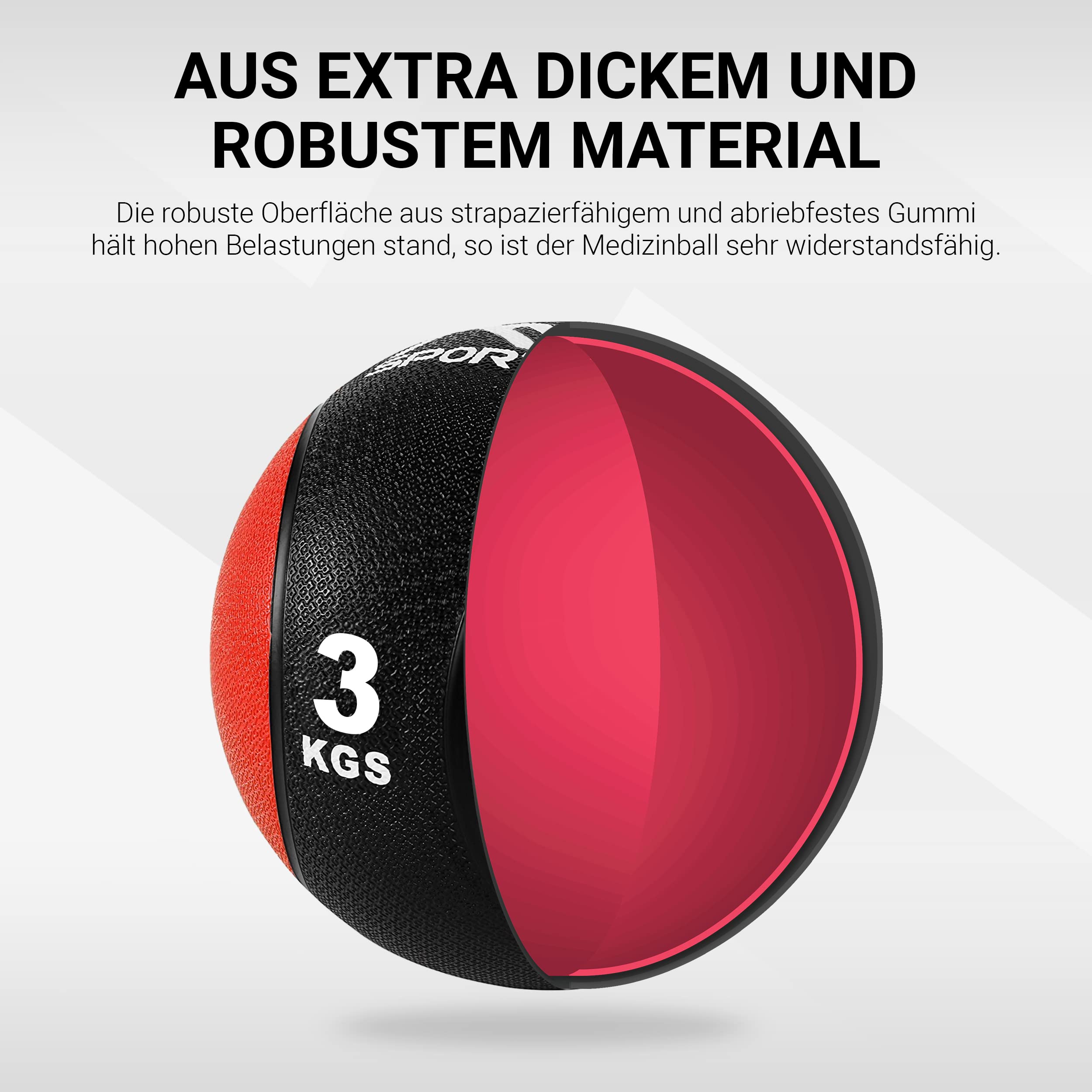 BBalón medicinal 1 - 10 kg - calidad de gimnasio profesional con póster de ejercicios - balones de ejercicio – Medicinal