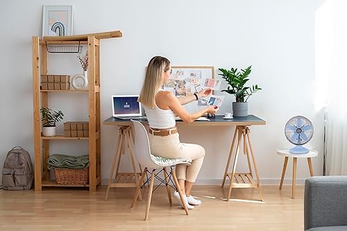 Vista 19 de Good Housekeeping 92606 Ventilador de mesa de oficina retro de 12 pulgadas con amplia oscilación, ajustes de 3 velocidades y asa de transporte, Rosa