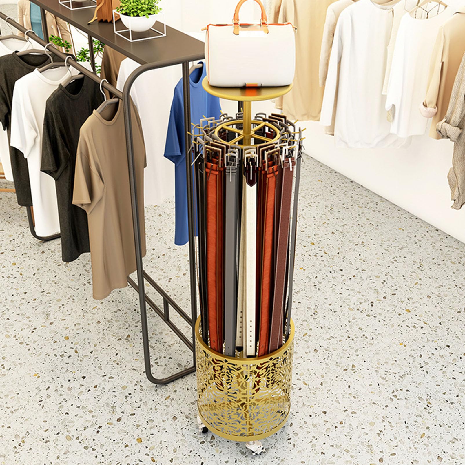Runder drehbarer Gürtel- und Krawattenhalter, stabiler D-Gürtelhalter für Schrank, Schal, Krawatte und Geldbörse, Sto Retail Dilay für Zubehör