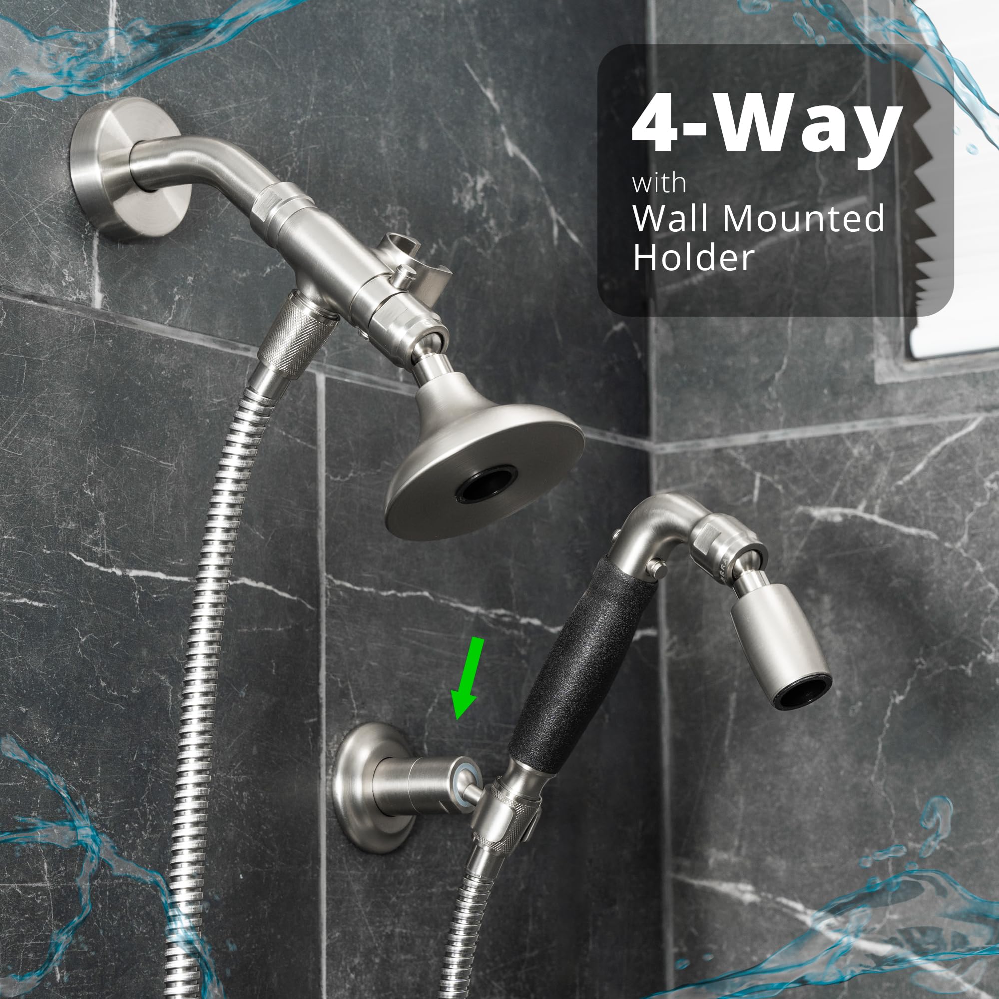HIGHSIERRA SHOWERHEADS Metalowa słuchawka prysznicowa/ręczna słuchawka prysznicowa Combo - 3-kierunkowa głowica prysznicowa z funkcjami ręcznymi (brąz wcierany olejem)