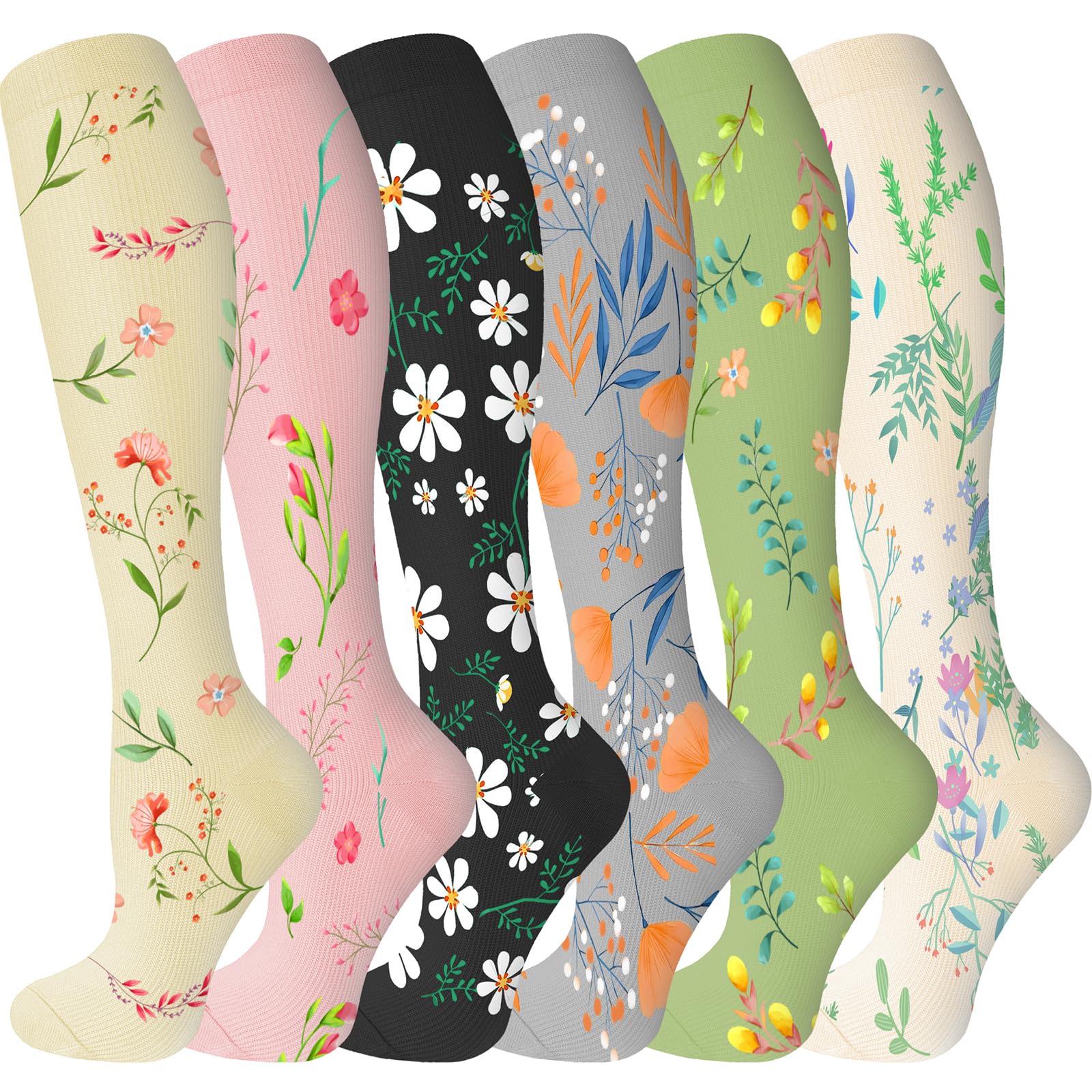 Compression Socks for Women & Men Circulation 6 Pairs Compression Socks 20-30 mmhg Best for Running,Nurse,Travel-image-45