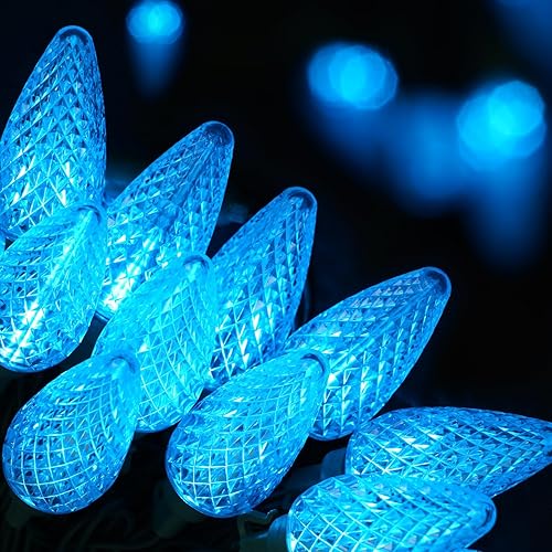 Miniatura 8 de C9 - Tira de luces LED facetadas de Navidad, 33.3 pies, 50 luces LED conectables para exteriores e interiores, luces navideñas multicolor para casa,