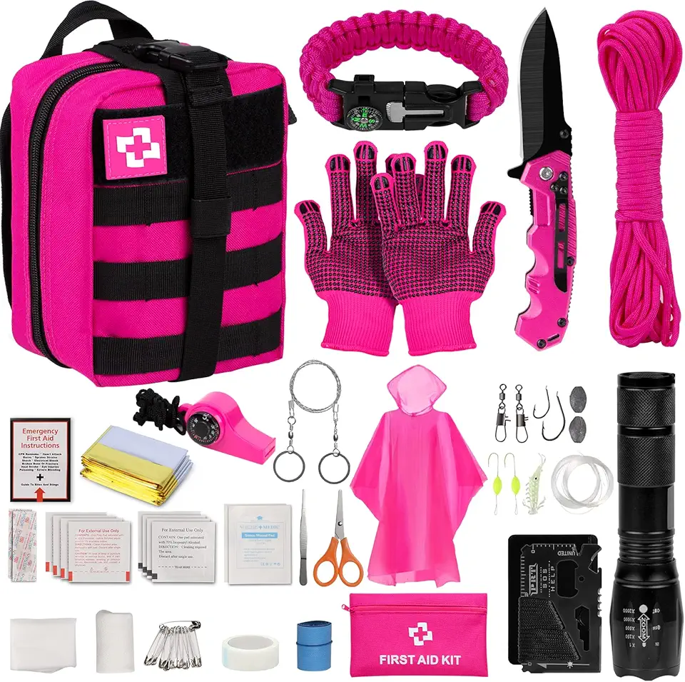 Kit De Sobrevivência De Emergência E Kit De Primeiros Socorros, Kit De Autodefesa, Kit De Segurança Para Mulheres Com Bolsa Molle Tática, Presentes Para Mulheres, Aventura Ao Ar Livre, Acampam