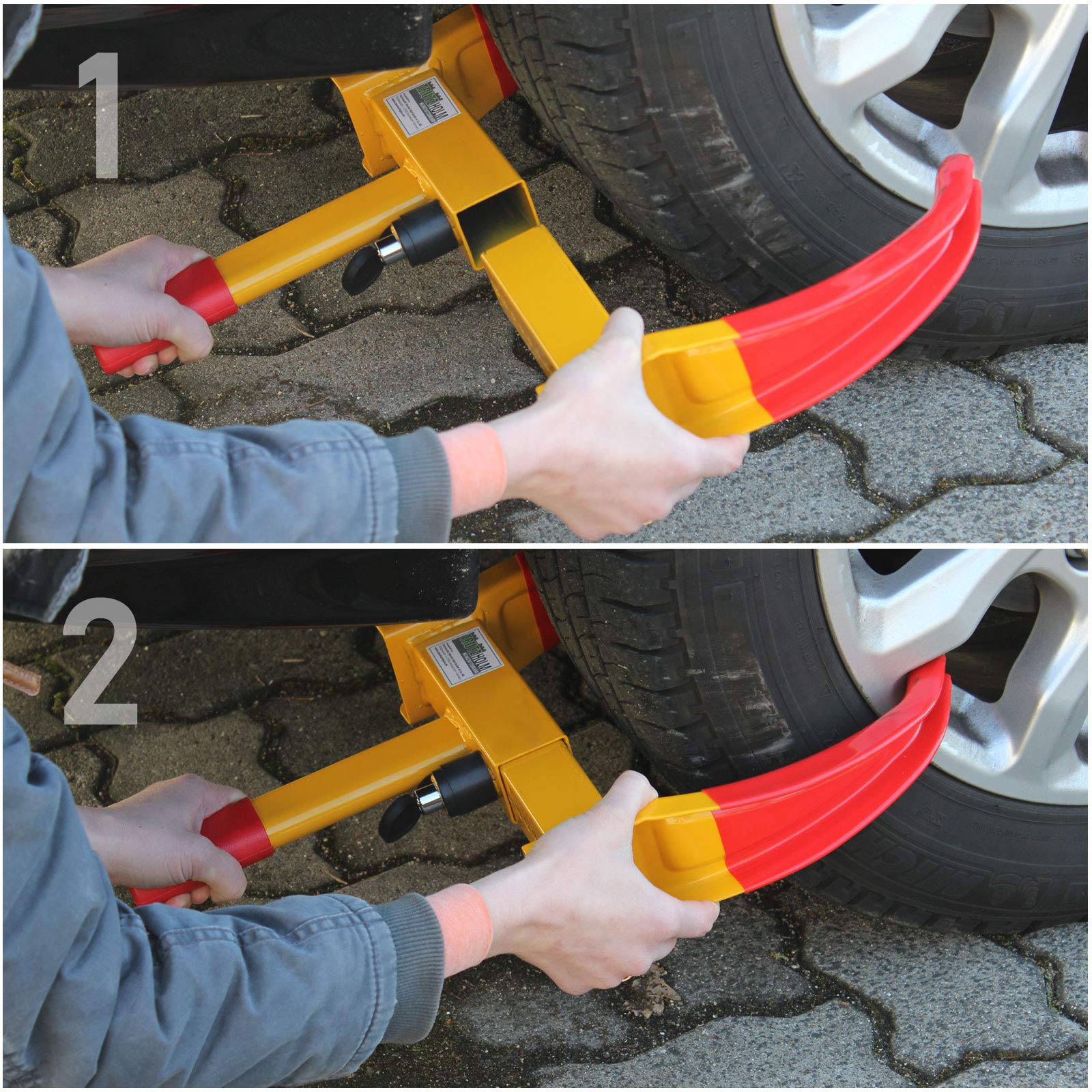 2er Set Universal Radkralle Reifenkralle Parkkralle mit Sicherheitsschloss 17-27,5 cm Diebstahlsicherung Wegfahrsperre für PKW mit 2 Schlüsseln Wohnwagen Anhänger