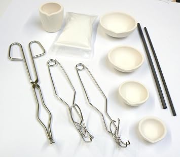 Torch Melting KIT 11 Pc Set CRUCIBLES Dish Cup Handles RODS Borax - Gold Silver (LZ 3.2 M Box)
