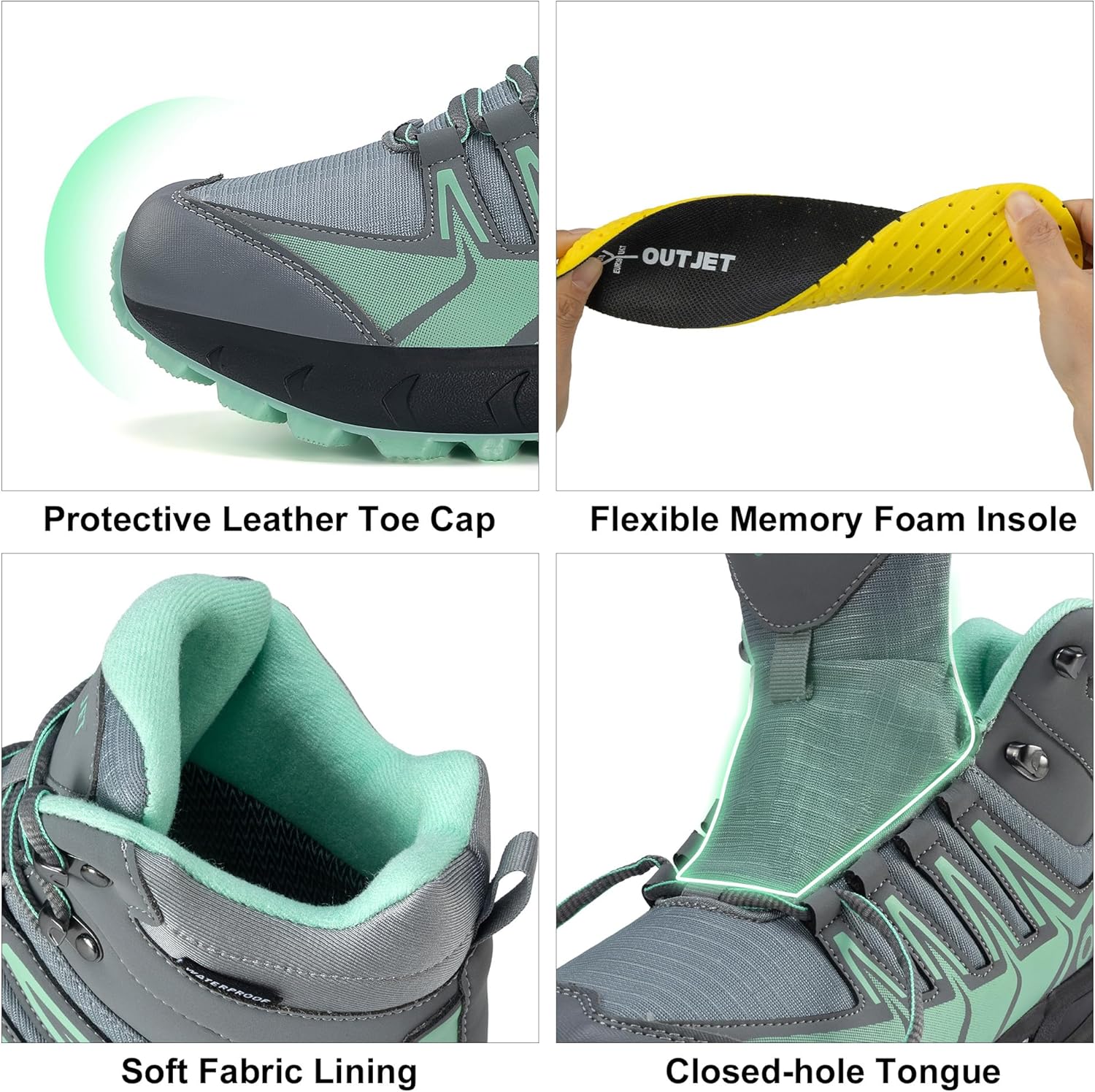 Women's Waterproof Hiking Boots Lightweight Comfortable Non-Slip Outdoor Walking Trekking Trails Boot