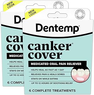 Dentemp Canker Sore Medicine 2pk Canker Cover - Oral Pain Reliever (12 Count) - Treatment to Relieve Canker Pain, Mouth Sores & Mouth Irritation - Fast Acting Canker Sore Relief Tablets for Adults