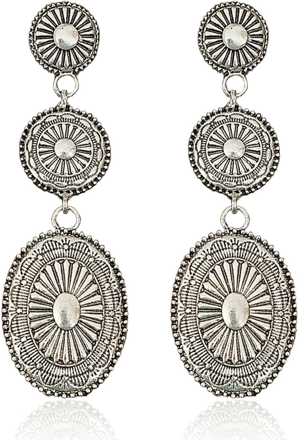 Western Earrings for Women Vintage Concho Jewelry Country Concert Accessories Cowgirl Chic Turquoise Drop Earrings Western Outfit Statement Earring Rodeo Gift