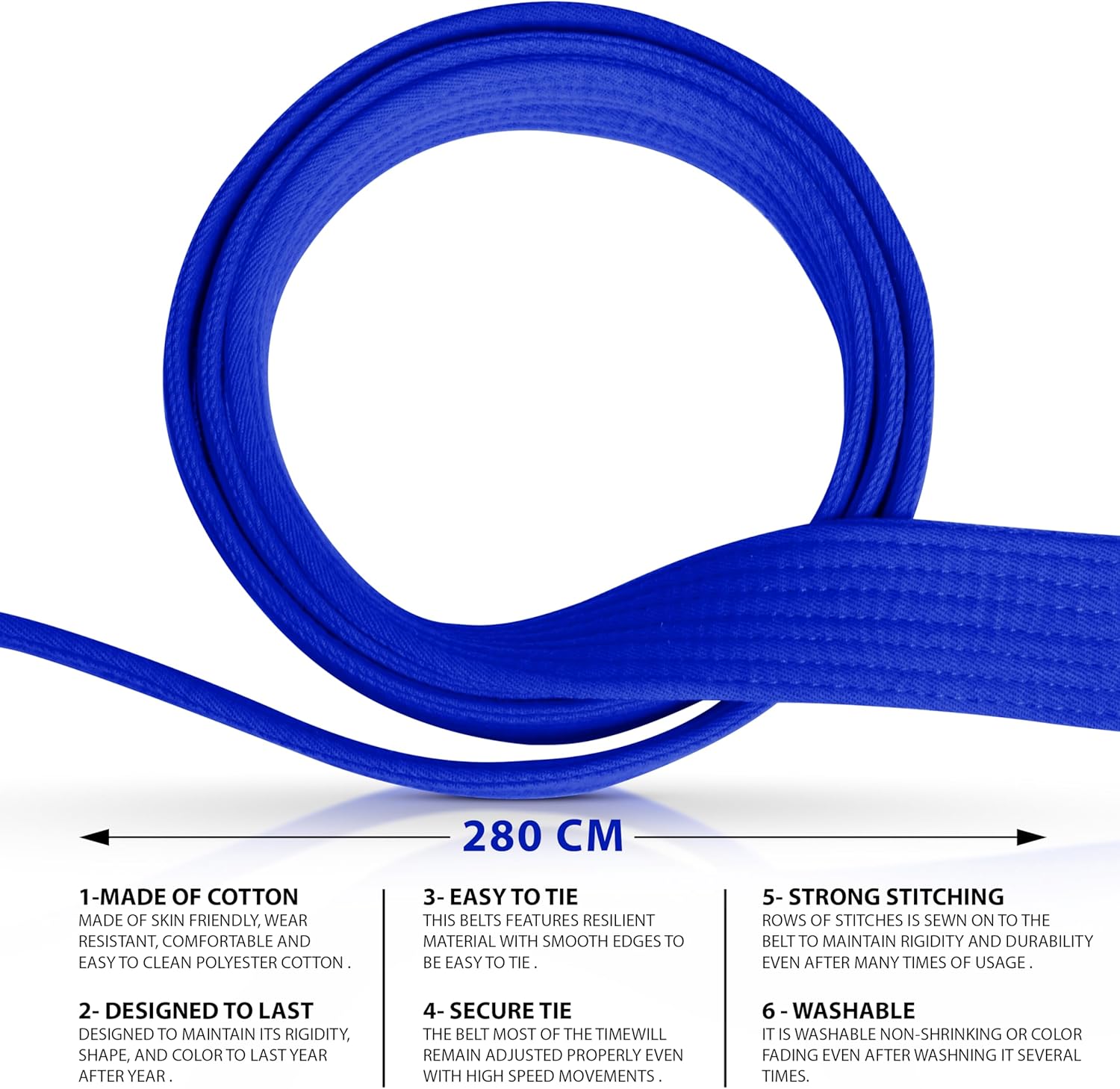 DXM SPORTS Martial Arts Belt for Karate, Aikido, Judo and Taekwondo - Durable Cotton Double Stitched for Kids and Adults - Image 2