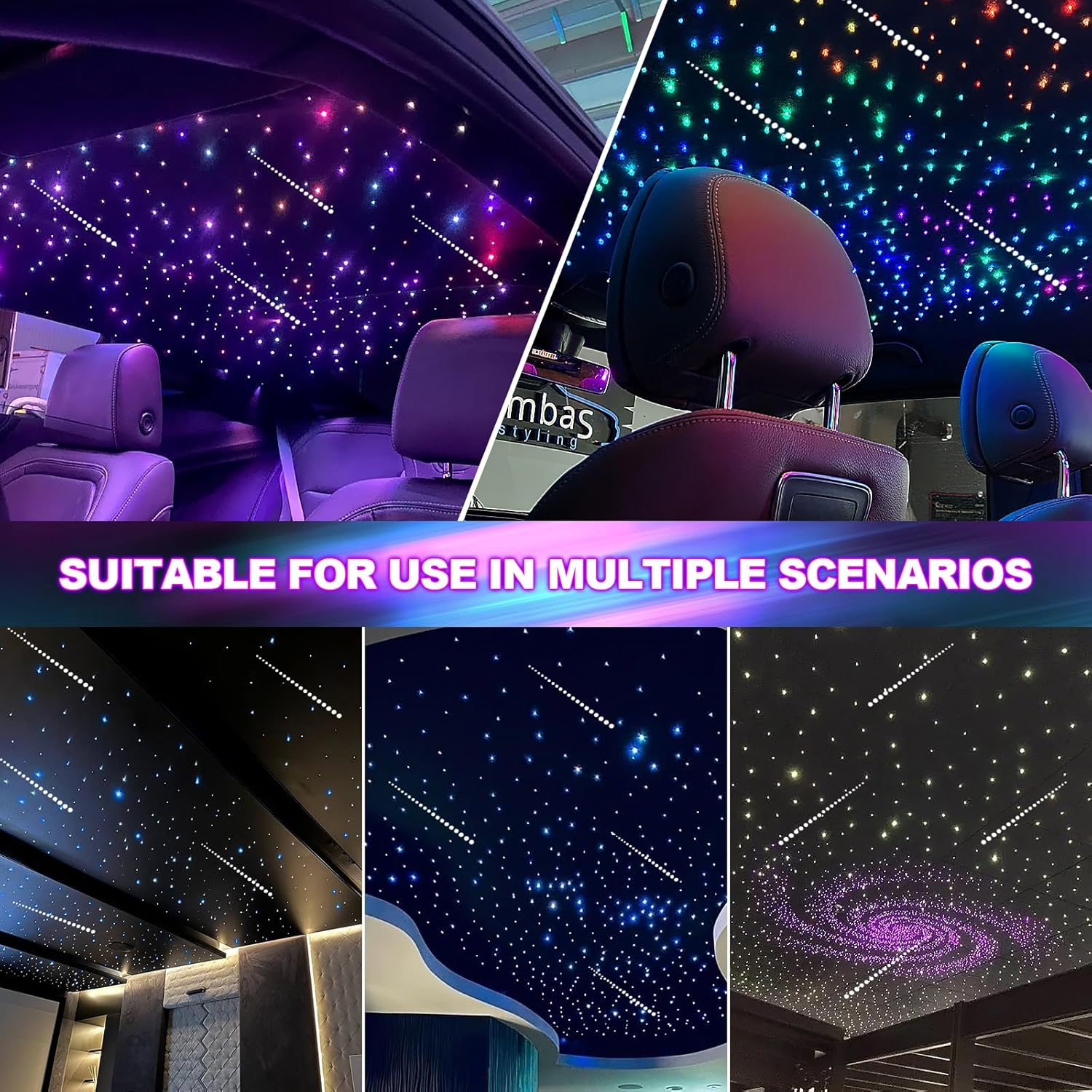 Starlight Headliner Kit, Dual Color Twinkle & Meteor 2 in 1 Fiber Optic Lights, 1000pcs*0.03in*13.1ft, APP & Remote Control, 18W Music Star Lights for Car/Home Ceiling