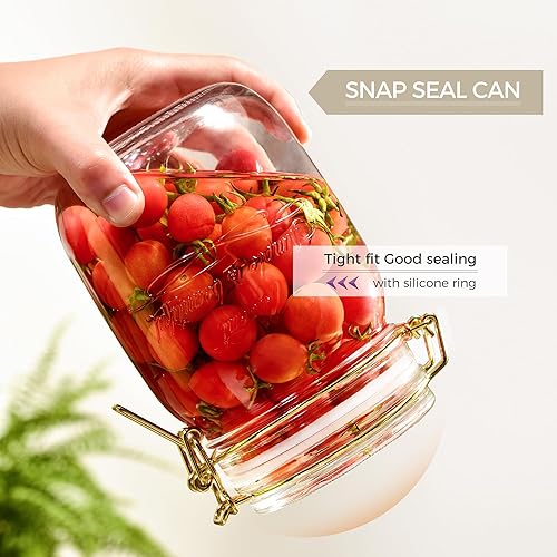 Miniatura 3 de Tarros herméticos de vidrio con tapas, juego de 3 recipientes de almacenamiento de alimentos de 50 onzas para organizar y almacenar harina,