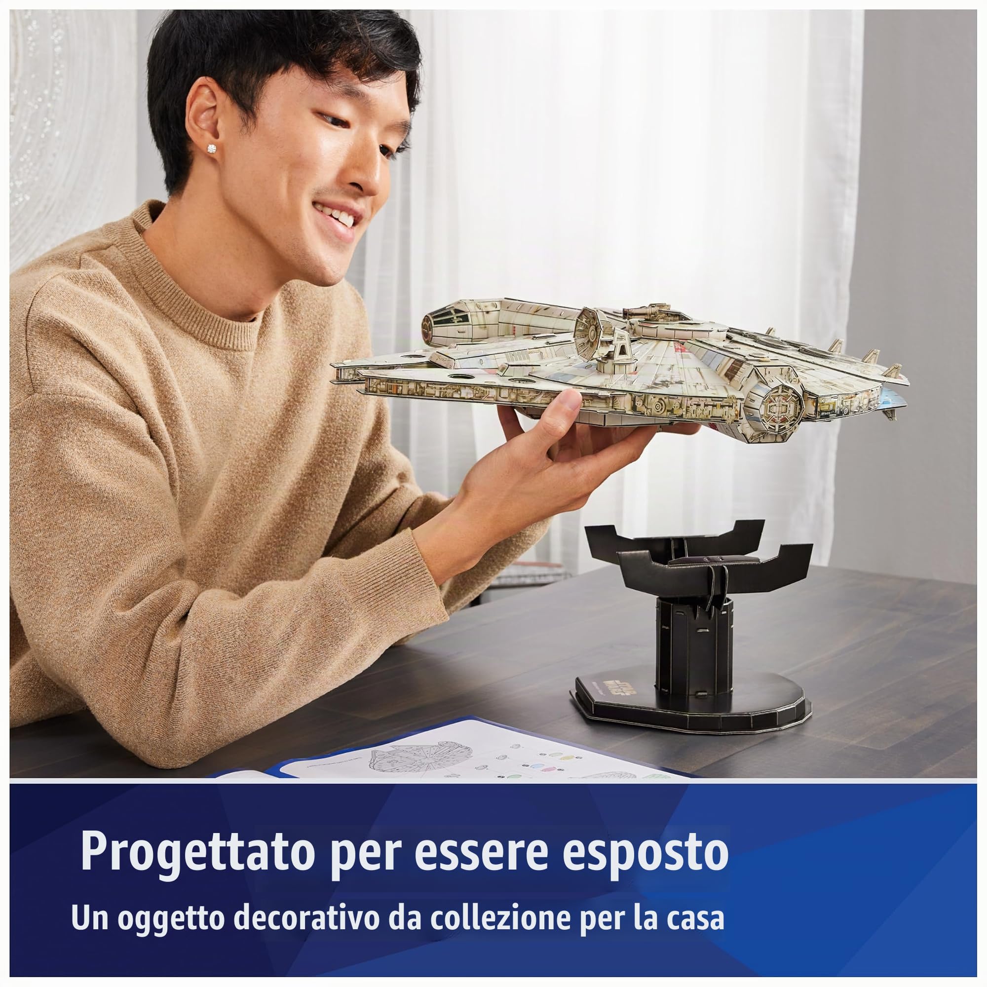 4D Build, kit di modellismo 3D Millennium Falcon di Star Wars Decorazione, Giocattoli da costruzione Kit di modellismo in cartoncino per adulti e ragazzi dai 12 anni in su