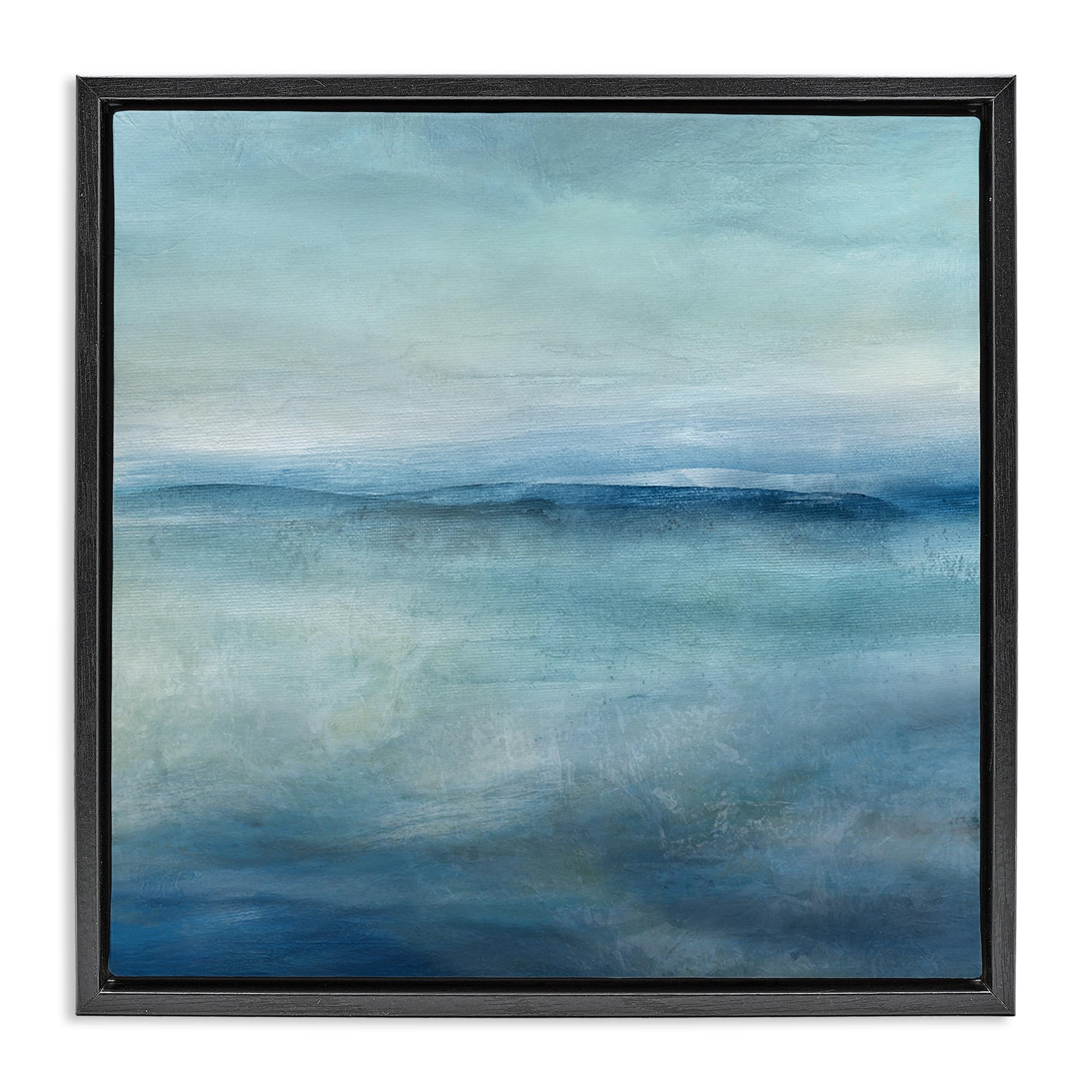 'Misty Blue Coastal Horizon'| Floating Frame Canvas Art