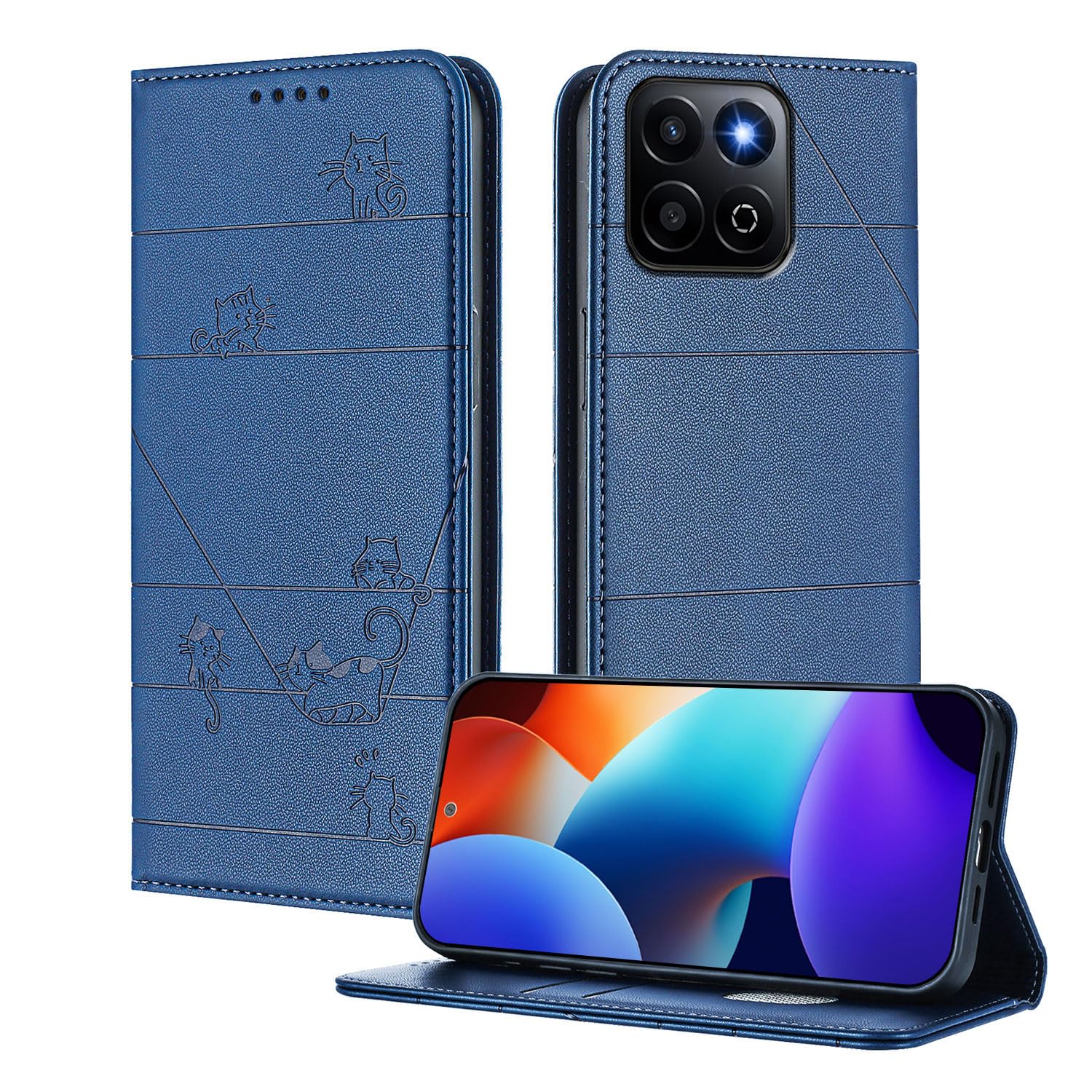 – XINYEXIN Wallet Case for Honor 400 Smart 5G, PU Leather Flip Cover with RFID Blocking, Card Slots, Shockproof Full Protection, Stand Function - Blue