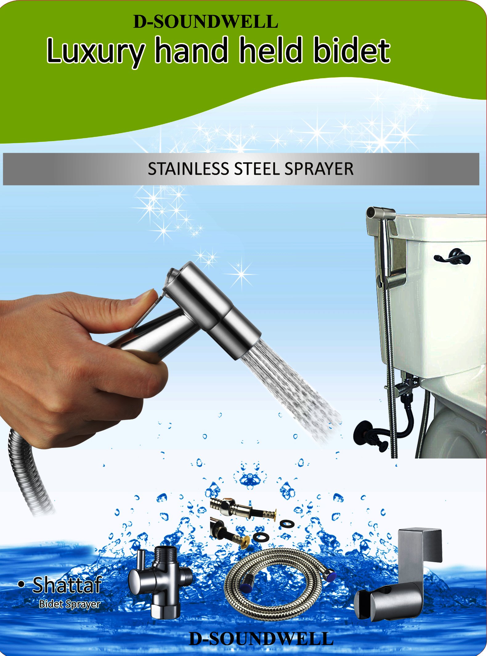 CleanSpa Star Hand Held Bidet Shattaf Sprayer Silver