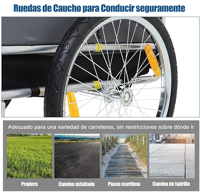 Foto 4 de 8 de PawHut Remolque Bicicleta Perros Mascota con Anillo Bandera Reflector de Seguridad Remolque Bici Cabina…