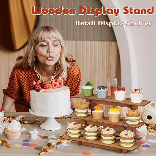 Miniatura 3 de Estantes de exhibición al por menor, soporte de exhibición de mesa de madera al por menor, estante portátil, estante de mostrador, estante de