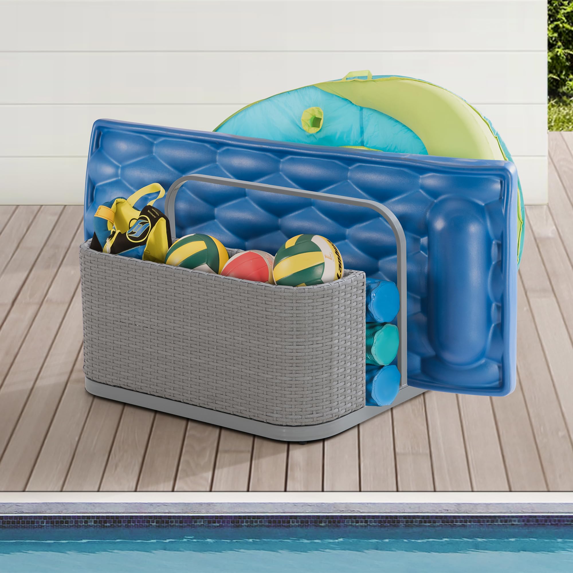 Amazon.com: Sunjoy Rust-proof Aluminum Pool Float Storage Rack, 35-Inch ...