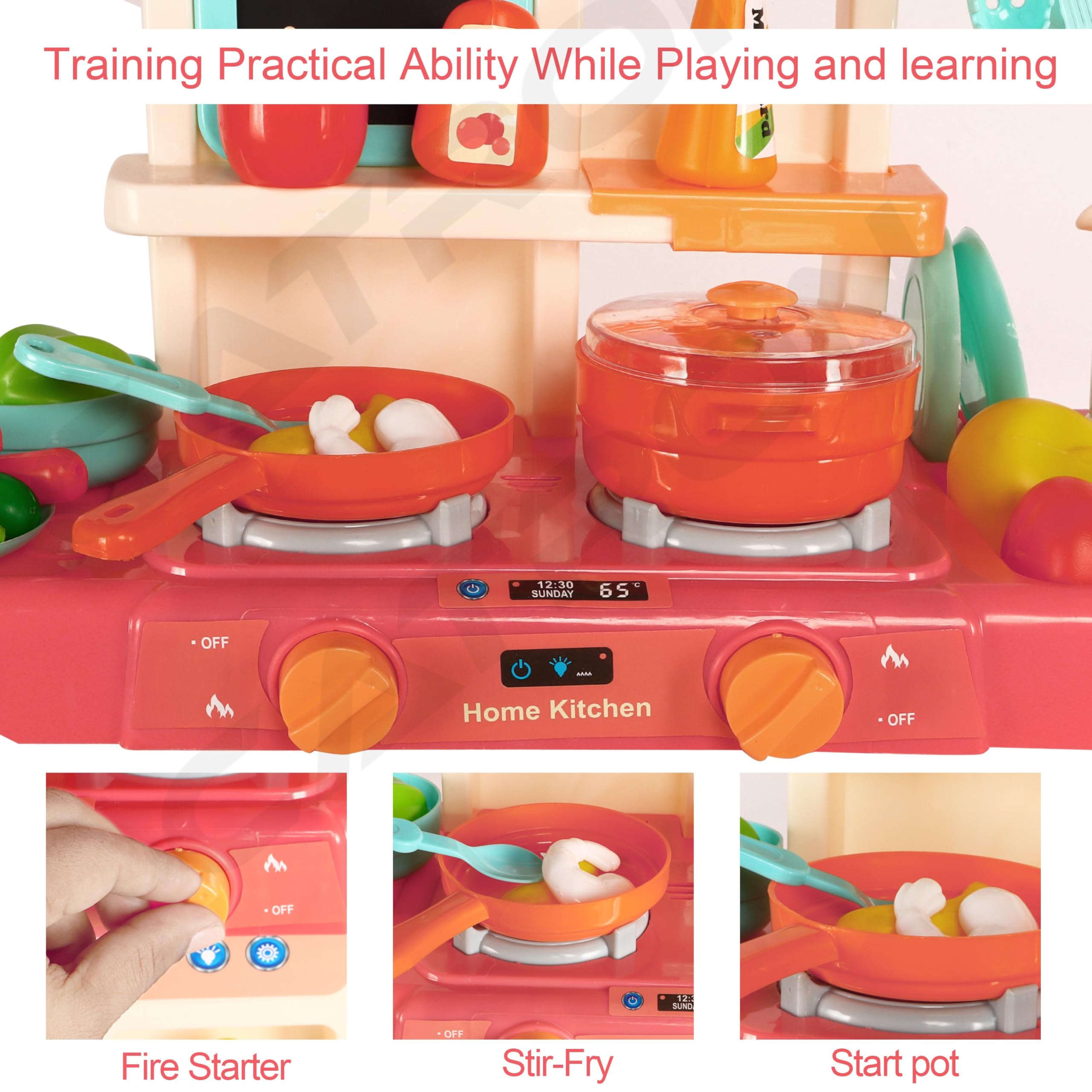 Catron Role Pretend playset Big Size Supermarket kit for Kids Toys with Shopping cart and Sound Effects Kitchen Set Kids Toys for Boys and Girls (Small 42 Pcs Kitchen Set) 1