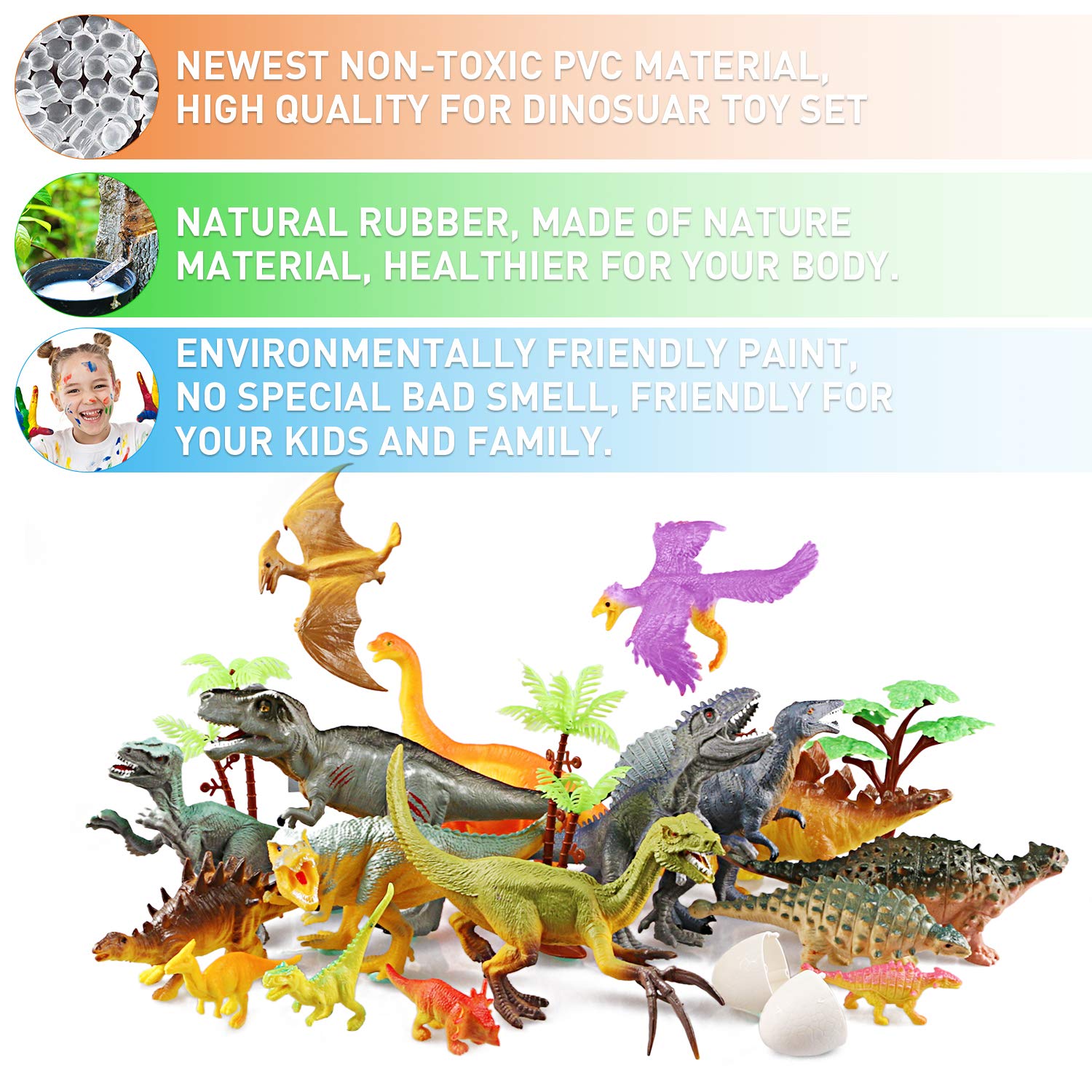 WOSTOO Dinosaurs Play Set, 23pcs Educational Dinosaur Toys for Boys