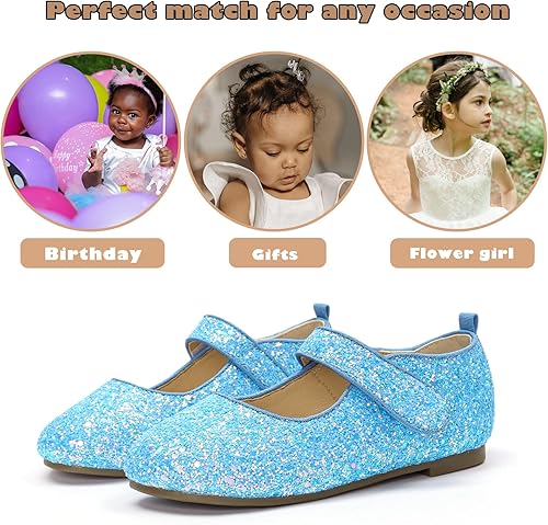 Miniatura 5 de ADAMUMU Zapatos de vestir para niñas, zapatos brillantes para niñas, zapatos de vestir para uniforme escolar de princesa Mary Jane, zapatos de