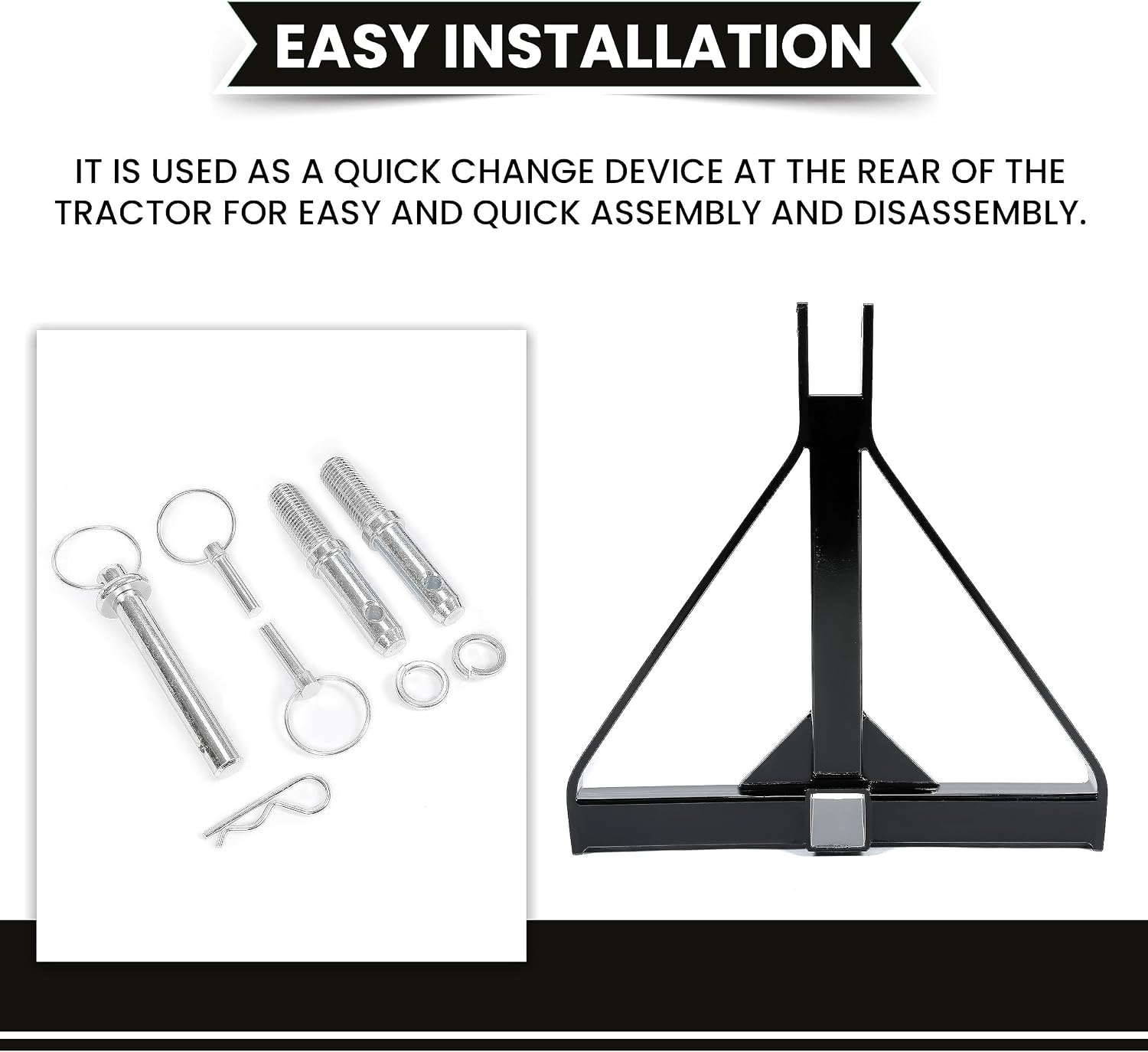 3 Point 2 Receiver Trailer Hitch Category 1 Tractor Tow Hitch Drawbar Adapter with One Year Warranty