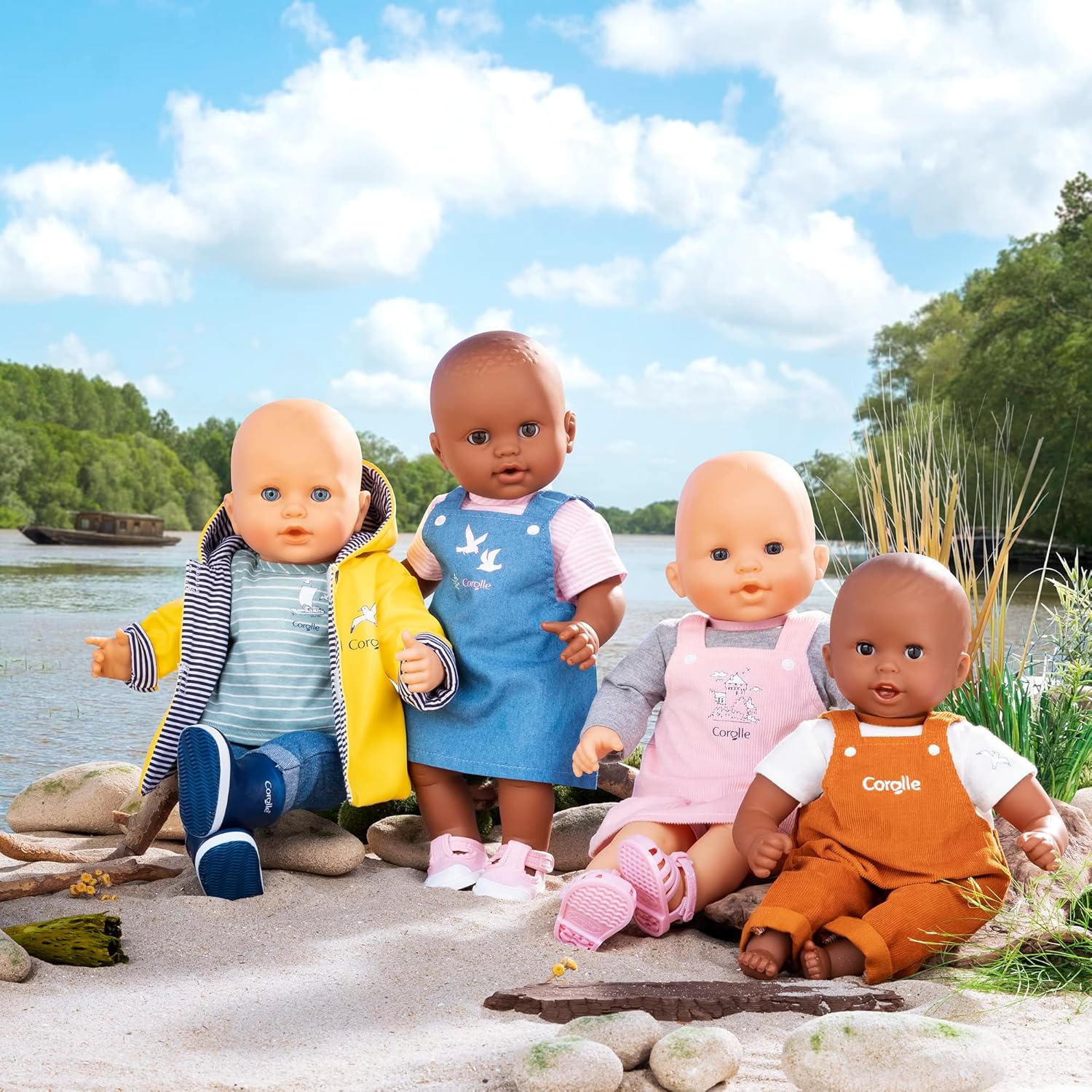 Corolle 12” Baby Doll Outfit - Loire Riverside Overalls and T-Shirt - Mon Premier Poupon Clothing and Accessories fit 12" Dolls, for Kids Ages 18 Months and up