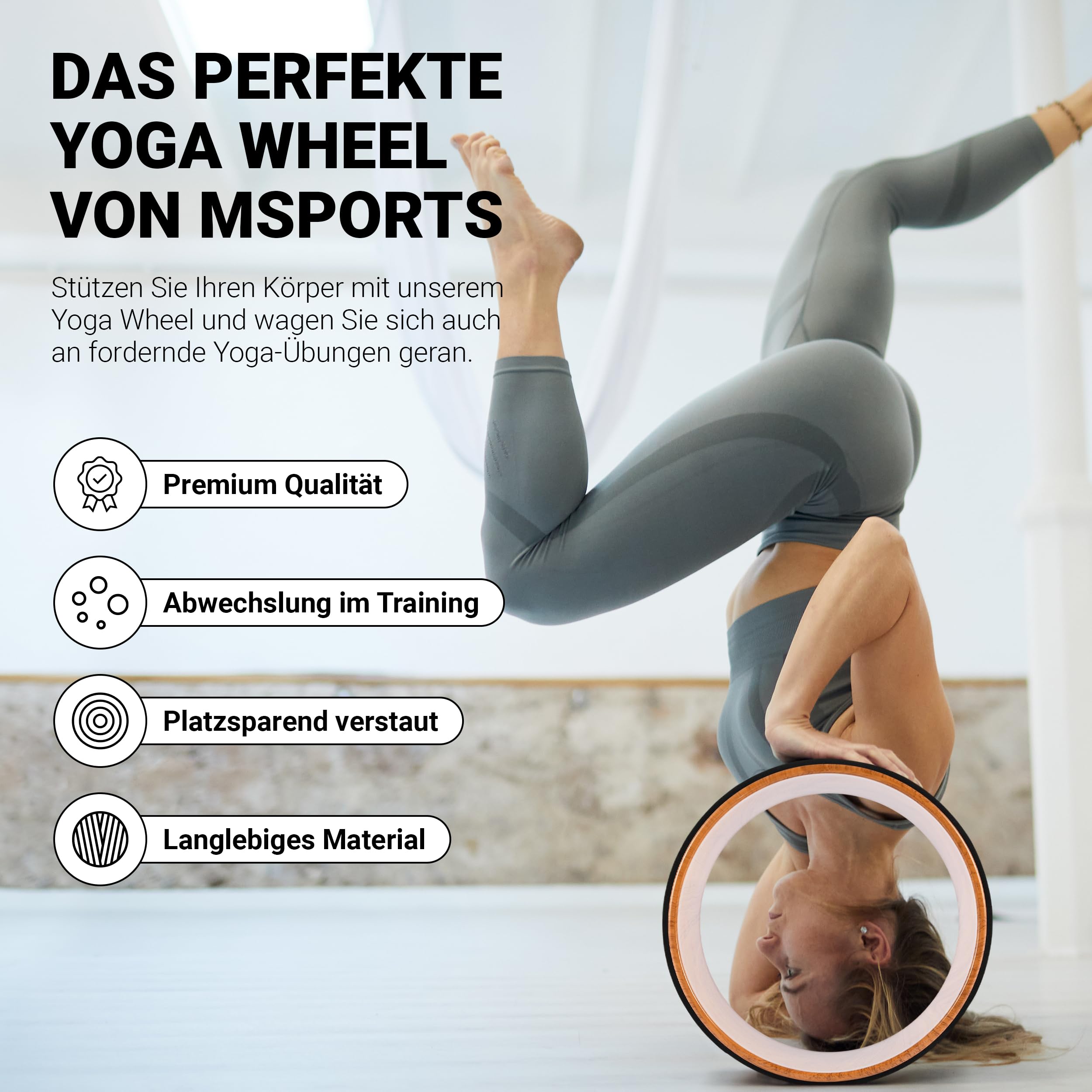 Yoga Wheel – Premium – Strumento per Esercizi di Yoga, sughero, routa yoga