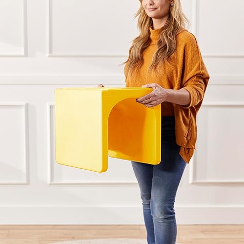 Miniatura 8 de ECR4Kids Tri-Me - Juego de mesa y sillas cubo, muebles multiusos, amarillo, 3 piezas