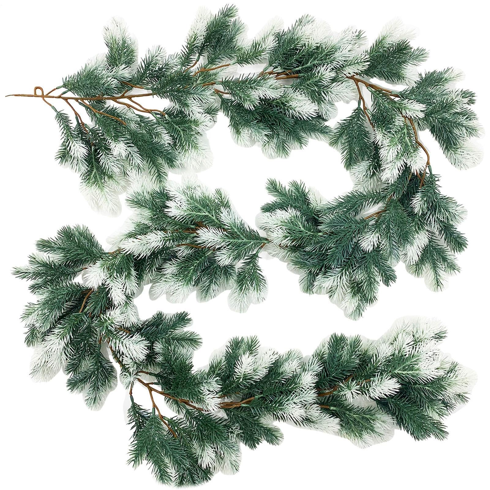 Guirlande de pins de Noël pour décoration de cheminée et rambarde d'escalier style ferme