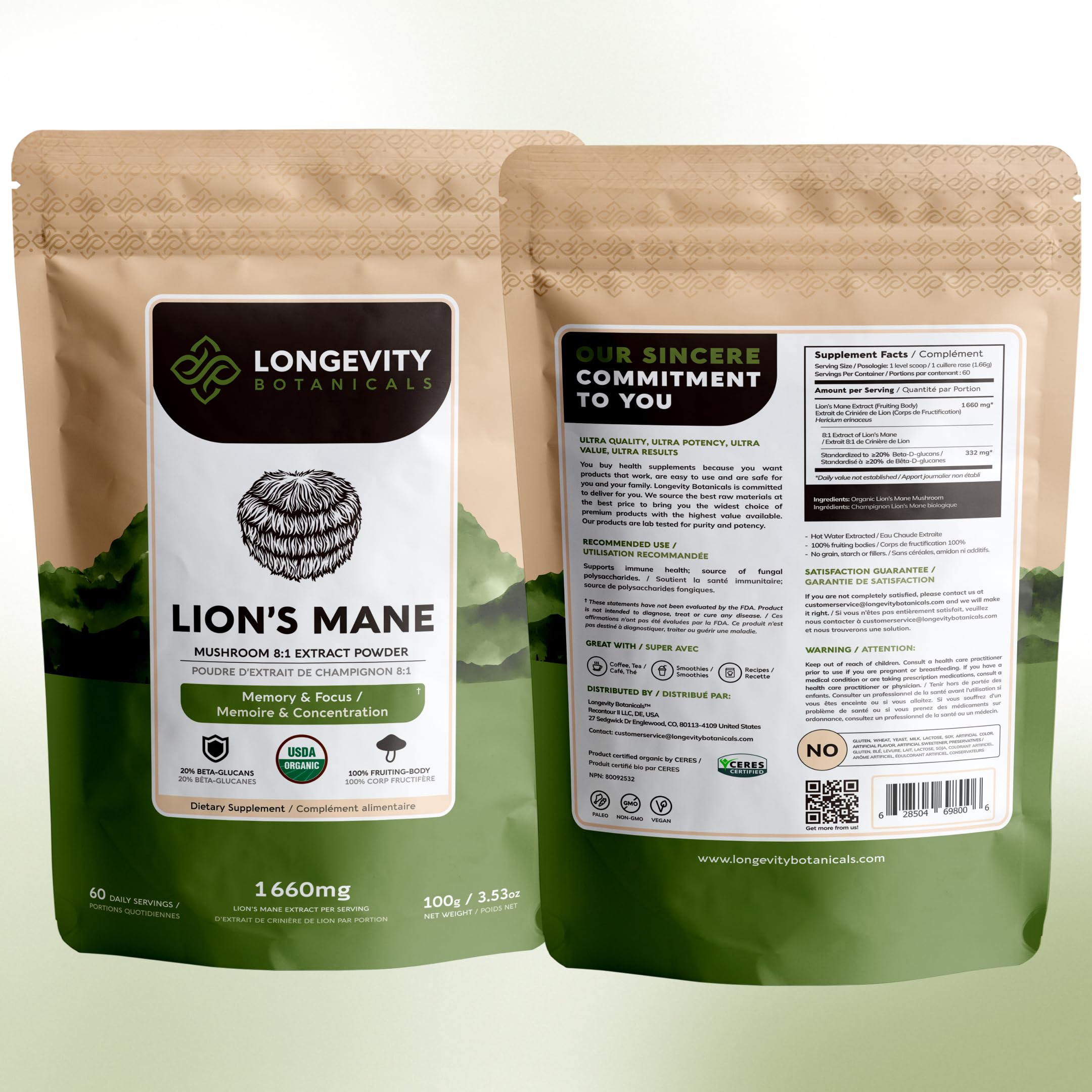 Organic Lion's Mane Mushroom Powder Supplement Extract | Hericium erinaceus — Amazon image 9