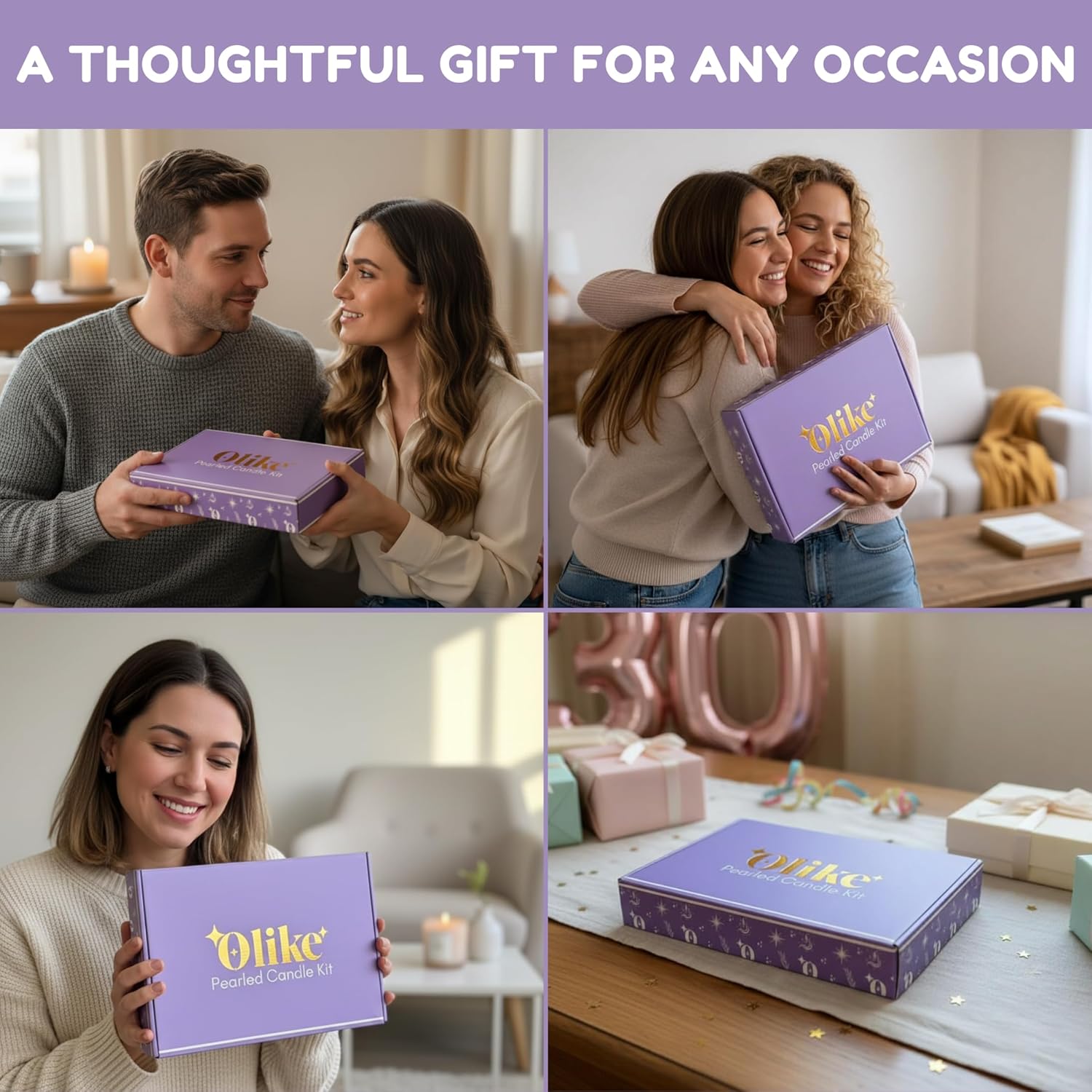 Olike - Sand Candles with Wicks – Pearled Candle Sand for DIY Candles – 500g Scented Plant-Based Wax with 20 Cotton Wicks, Snuffer & Elegant Ceramic Bowl – Decorative Candle Sand for Home Decor