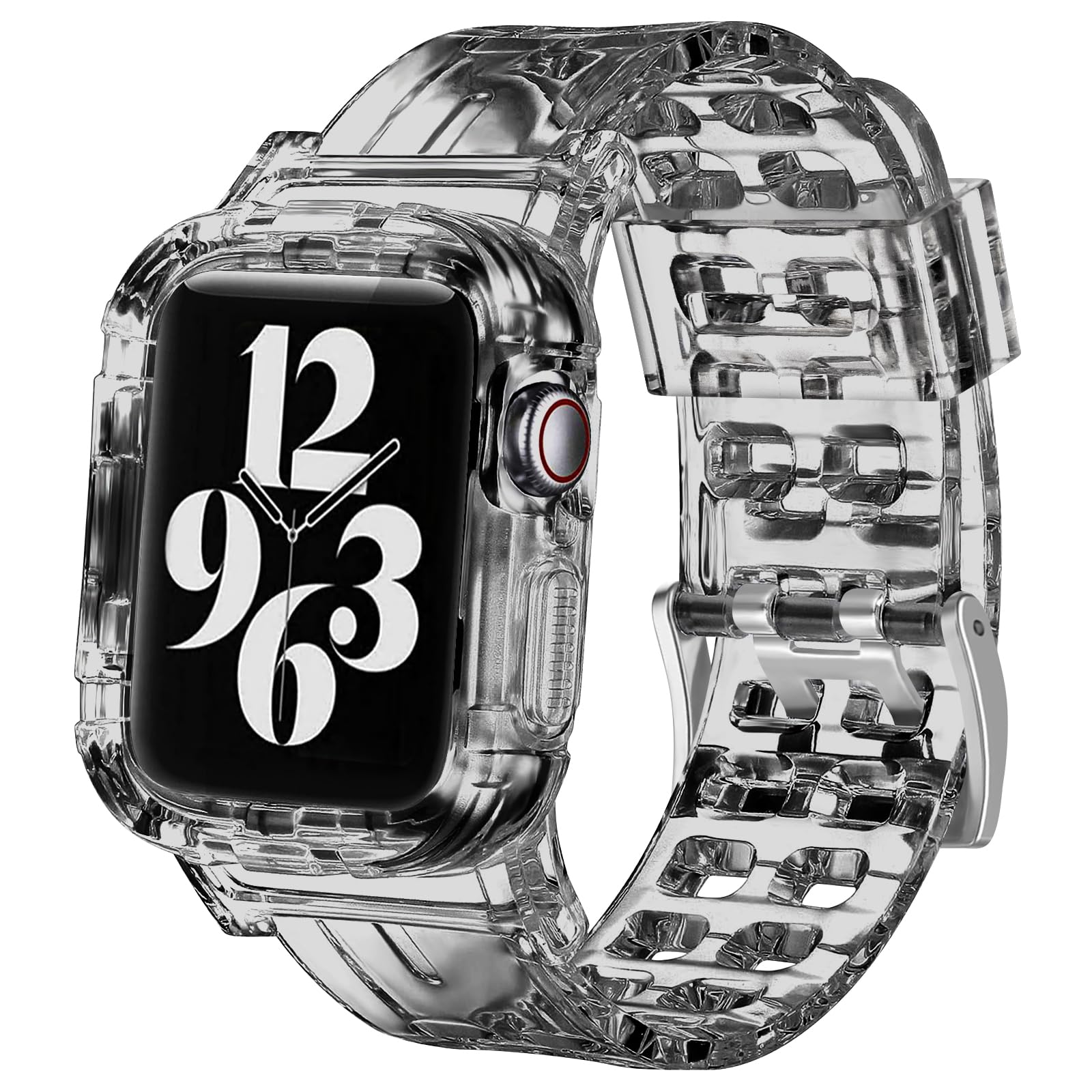 Meliya Transparent Sport TPU Watch Strap Compatible for Apple Watch Series 9 8 7 6 5 4 3 2 1 SE Ultra,Waterproof Watch Band with Bumper Cover for iWatch Bands 40mm 38mm 41mm 44mm 45mm 42mm(38mm,Black) (B0D9B3147K) Amazon Price History, Amazon Price Tracker