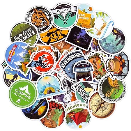 Amazon 50枚 アウトドアアドベンチャー 防水ステッカー 旅行する スーツケース ヘルメット 車 ノートブックなど適用 シール ステッカー おもちゃ
