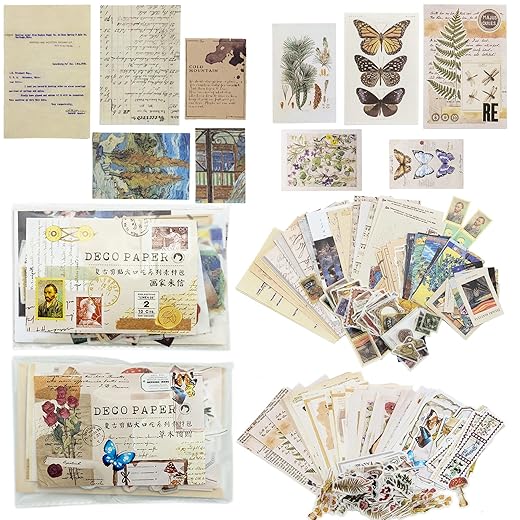 400 Stück Vintage Stickers Scrapbook Supplies Pack für Art Journaling Junk Journal Planer DIY Papieraufkleber Bastelsets Notebook Collage Album Ästhetische Bilderrahmen