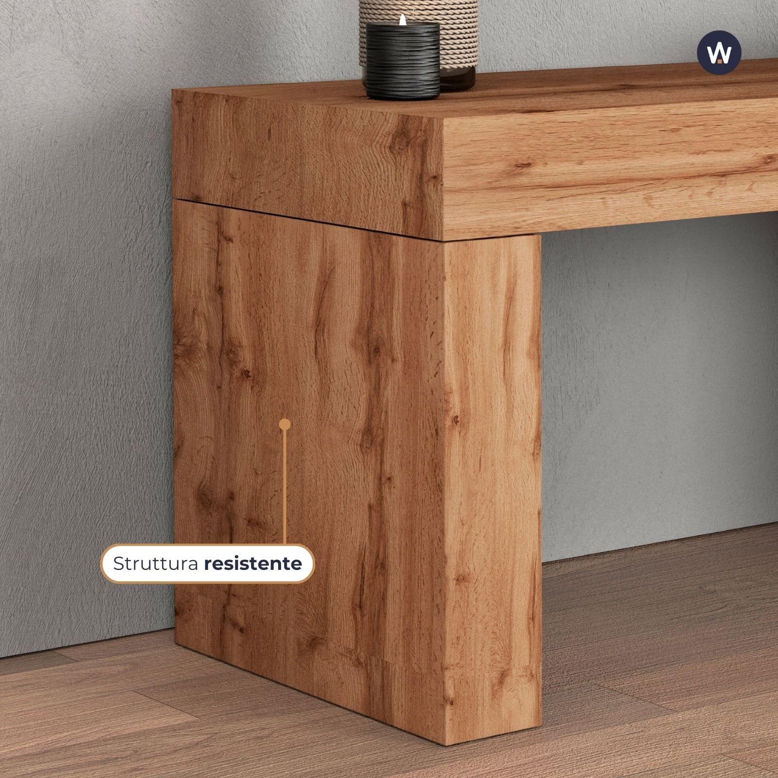 WHOUS Mobile Porta TV CHRONOS per Soggiorno con 1 Anta a Ribalta, Mobile Tv Regolabile per Salotto in Legno, 190/350x40x51 cm, Tortora Opaco e Rovere