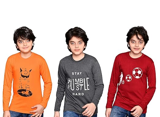 TADEO Boys Tshirt Combo Pack | Unisex Kids T-Shirt Combo Sets| Regular Fit Round Neck Stylish Printed Tees for Boys | Cotton Blend, Multicolor, Set of 3