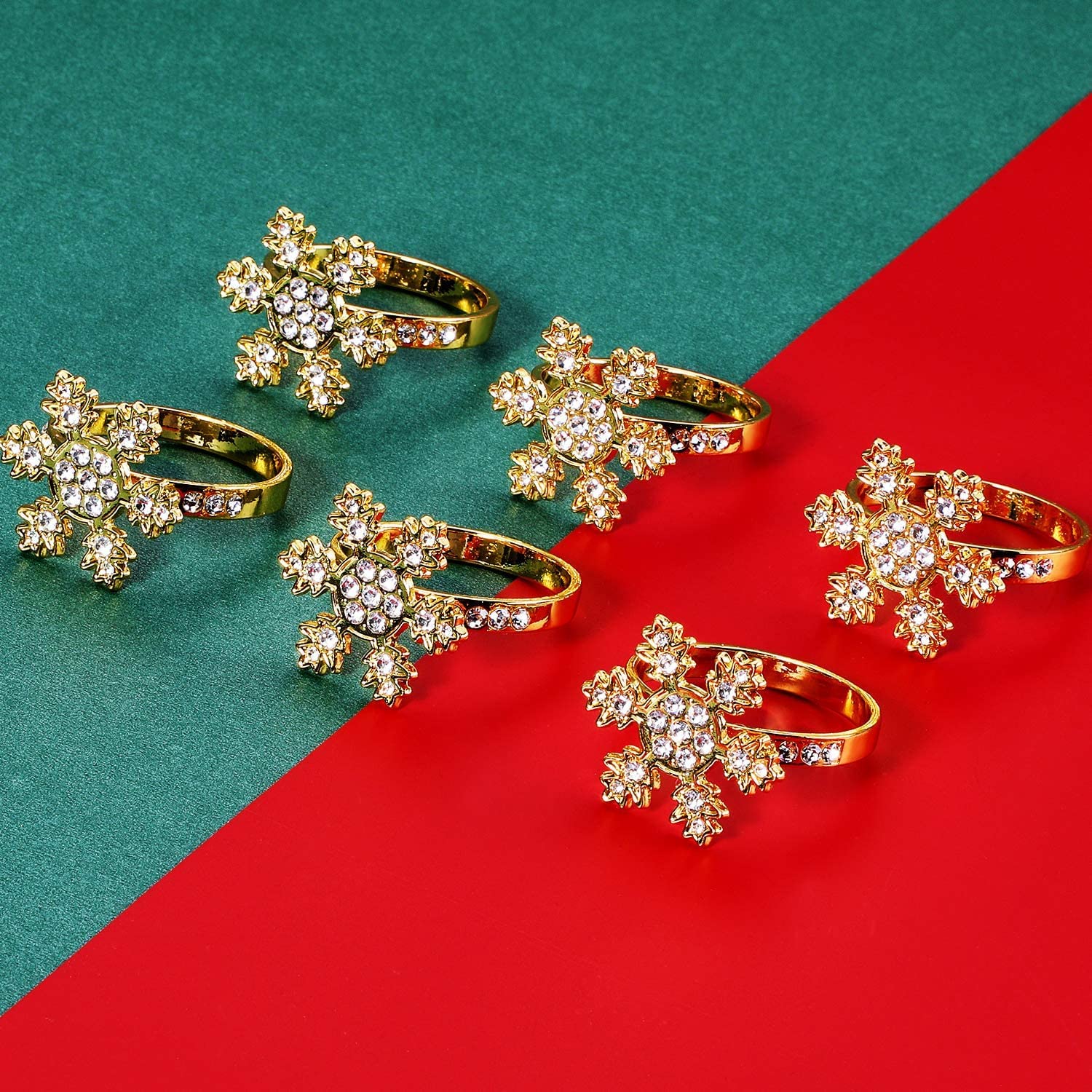 Kerstservetringen, set van 6 stuks, gouden hert servetringen, metalen